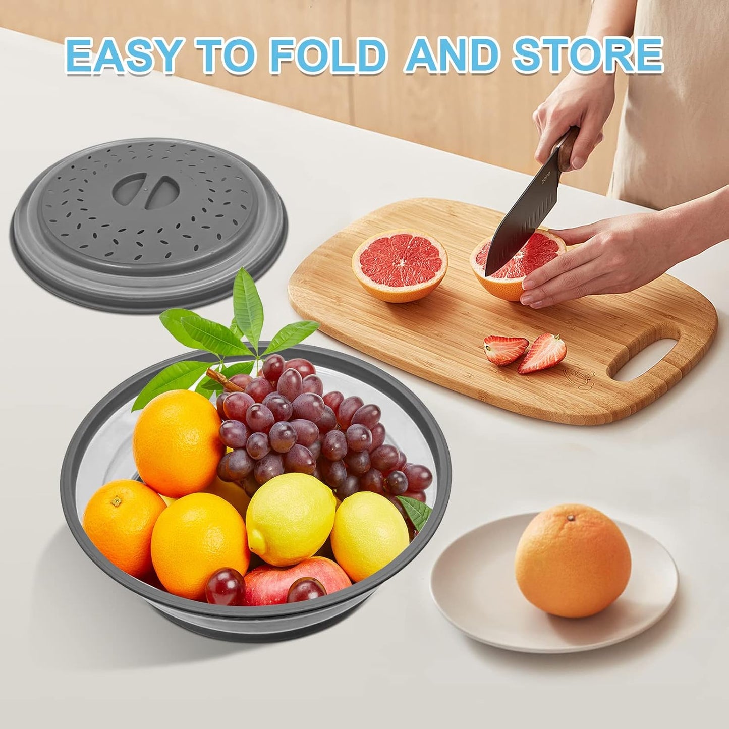 Pack 2,  Microwave Mat & Food Cover- 12" Mat as Bowl Holder, Cover for Splatter Guard, Multi-Use: Silicone Trivet, Pot Holders, Drying, Baking, Placemat, Utensils Rest for Kitchen Counter, Grey