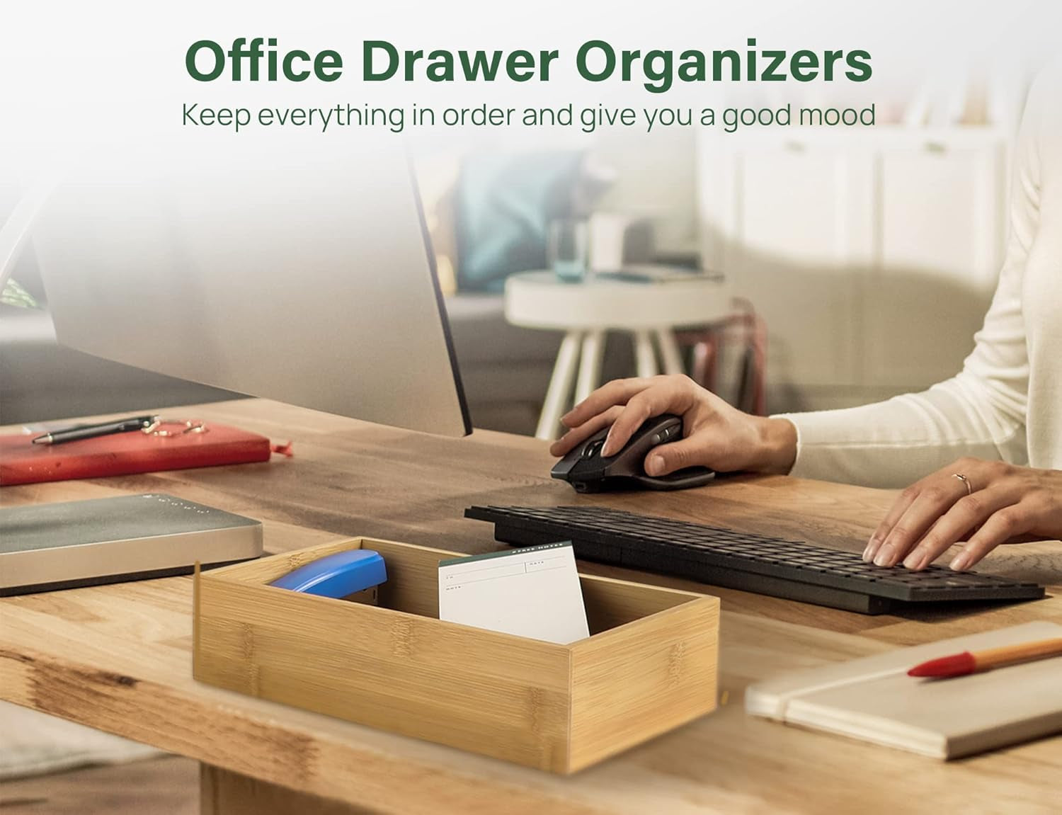 8 Pcs Bamboo Drawer Organizer Utensil Tray Kitchen Storage Box 4-Size Versatile Dividers Cutlery Holders Bins Containers for Flatware Kitchen Utensils