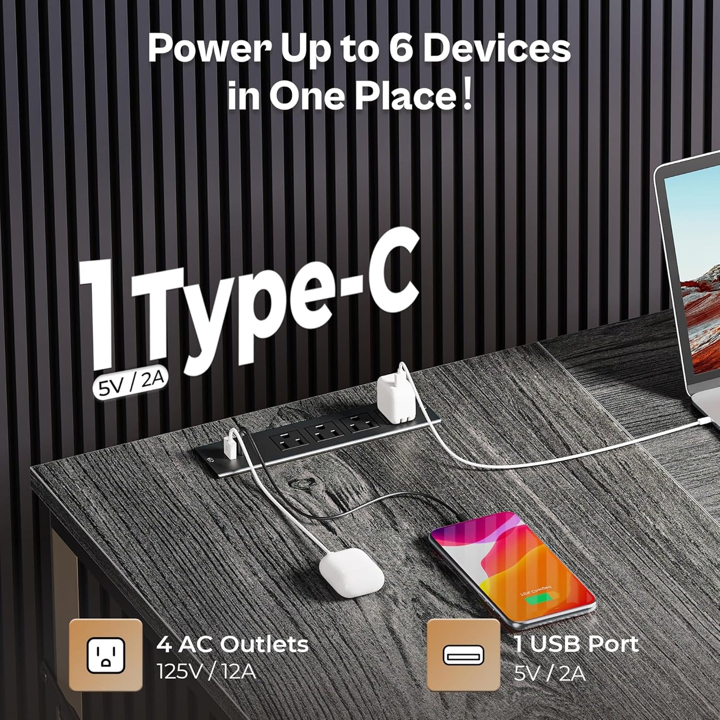 63-Inch L-Shaped Desk with Fabric Drawers, Reversible Computer Gaming Desk Featuring Power Outlets and USB-C Port, Adjustable Side Storage Shelves for Home Office and Study Corner, Grey