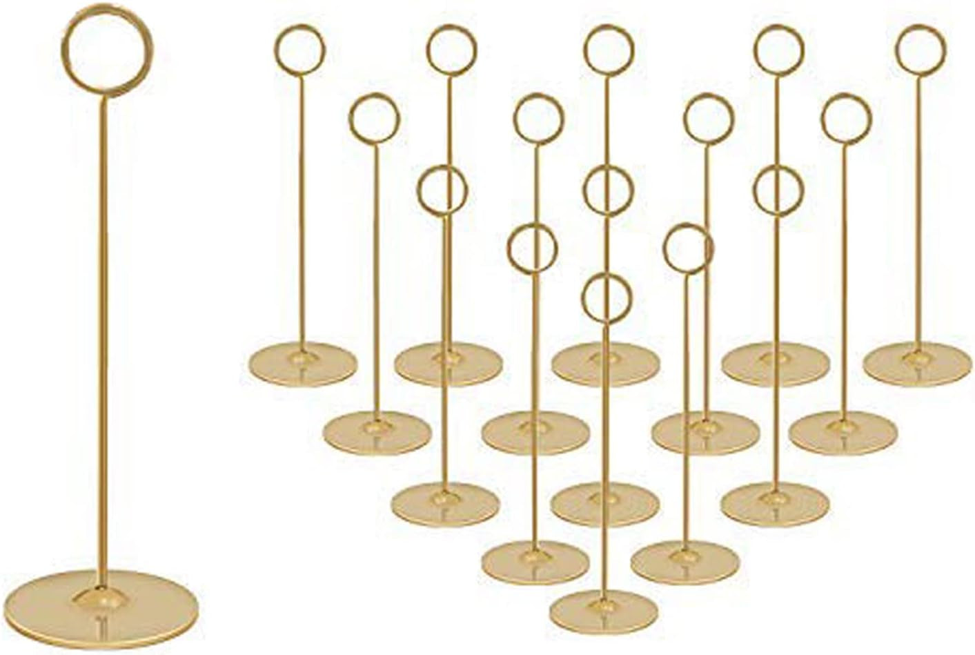 16 Pieces Table Card Holder 8 Inches Table Number Holders Place Steel Card Holders for Photos, Food Signs, Memo Notes, Weddings, Restaurants, Birthdays (Gold)