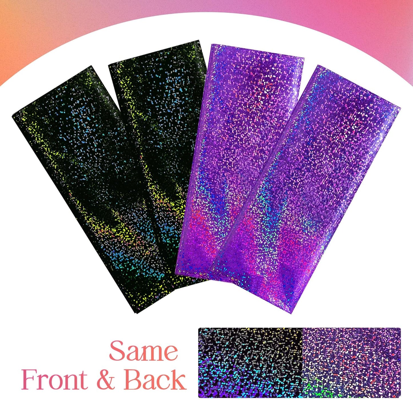Set of 2 Black and Purple Holographic Laser Tablecloths - Iridescent Shiny Table Covers (40" x 108") for Halloween, Birthday Parties, and Wedding Events