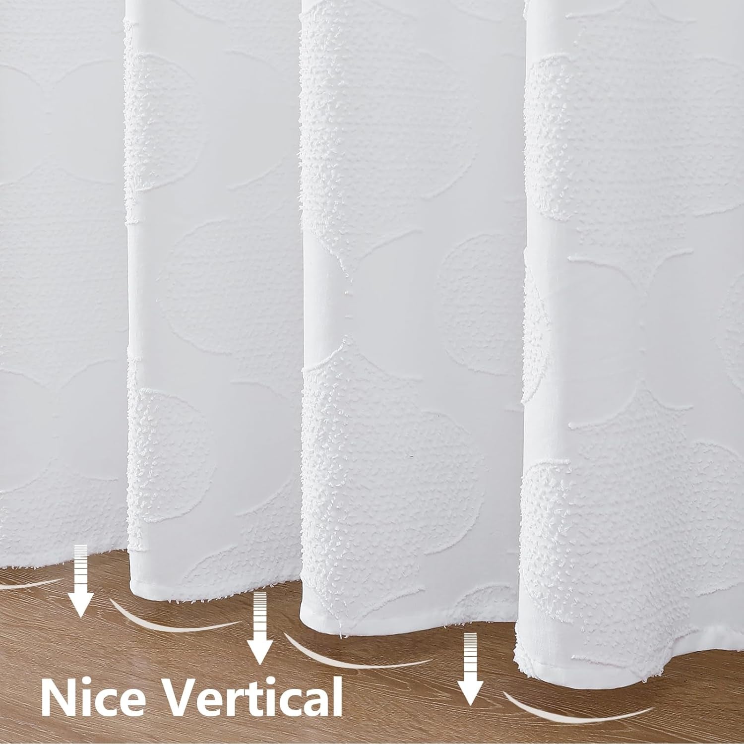 White Shower Curtain Set for Bathroom, 36" Stall Small Boho Design with 12 Hooks, Soft Lightweight Jacquard Fabric, Machine Washable, 36 W X 72 L