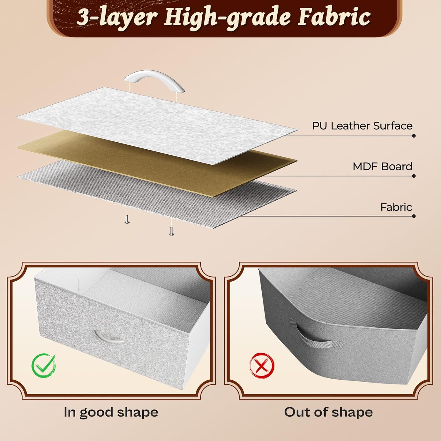 63-Inch Long Dresser and TV Stand for 55 to 70 Inch TVs, 6-Drawer Storage Organizer with Fabric Drawers, PU Leather Finish, Ideal for Bedroom and Entryway, White