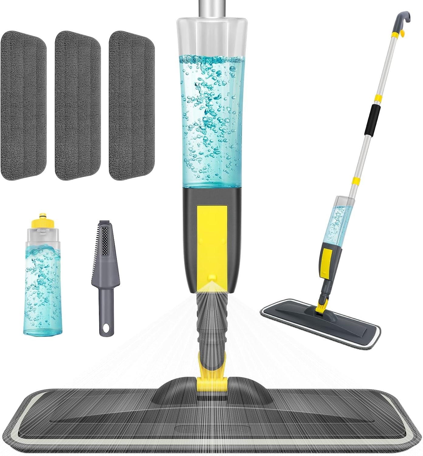 Spray Mop for Floor Cleaning, Dust Mop with 3 Pcs Washable Pads and 400 Ml Refillable Bottle for Household or Commercial Use Wet Mop for Hardwood Laminate Tile Ceramic