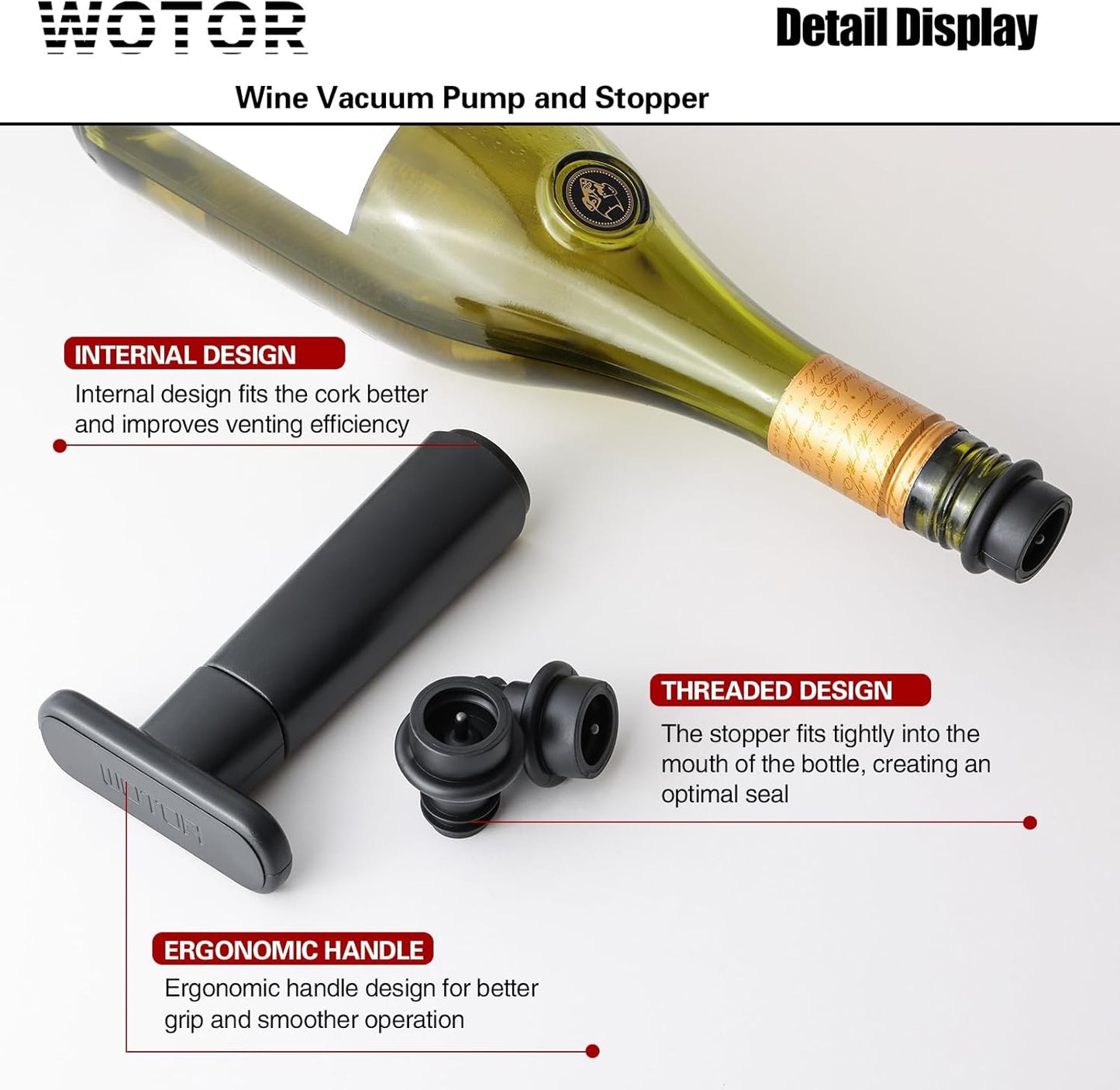 Wine Saver Vacuum Pump with 20 Stoppers, Wine Stopper & Preserver, Reusable Bottle Sealer Keeps Fresh, Ideal Accessories Gift (Flat Handle)