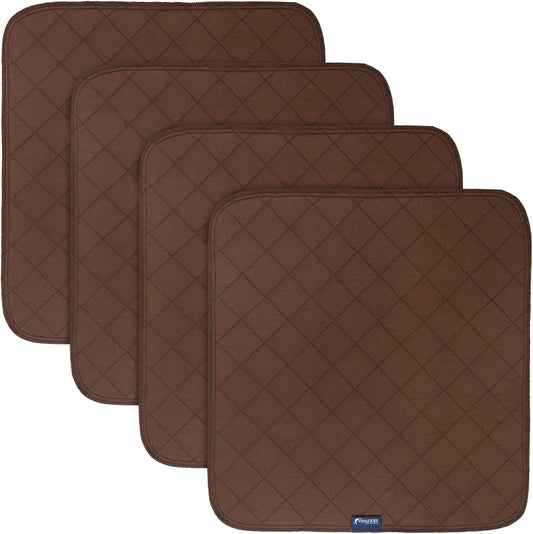 Waterproof Incontinence Chair Pads, 22" X 21" Wheelchair Reusable Seat Pads Cover, Washable Nursery Seat Protector, 4 Pack Brown