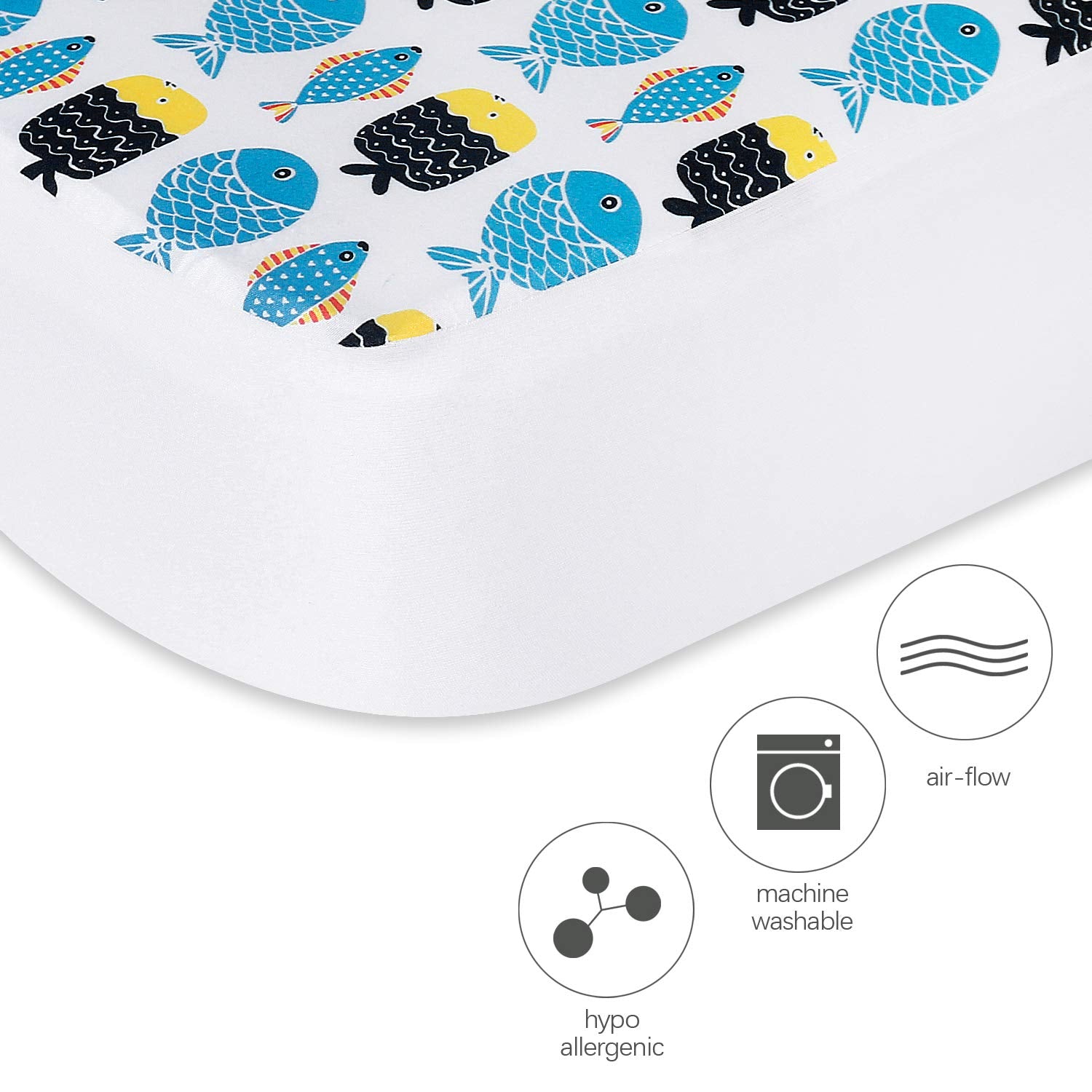 Crib Sheets Fitted, 2 Pack Crib Sheet Fits for Standard Crib Mattress, Toddler Sheets for Baby Boys & Girl