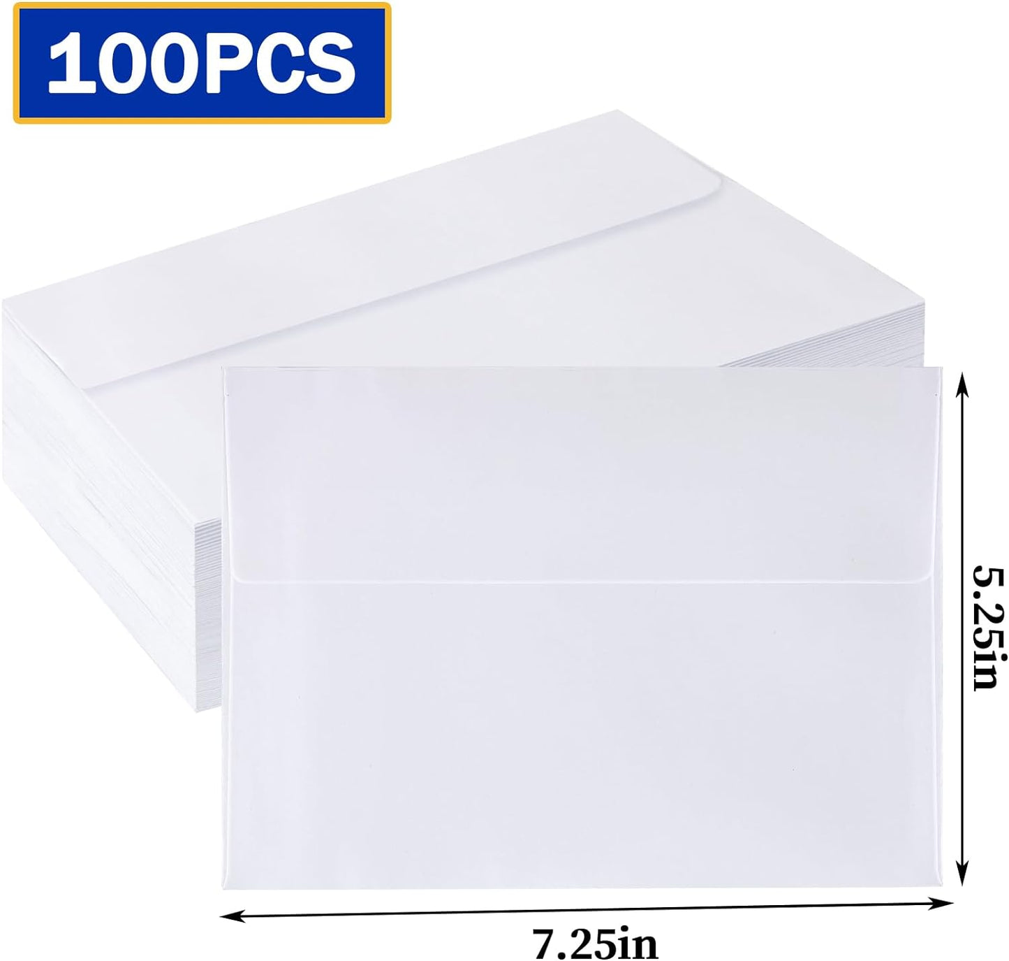 100 Pack 5X7 Envelopes for Invitations, A7 Printable White Envelopes, Envelopes Self Seal for Weddings, Invitations, Photos, Postcards, Greeting Cards, Mailing