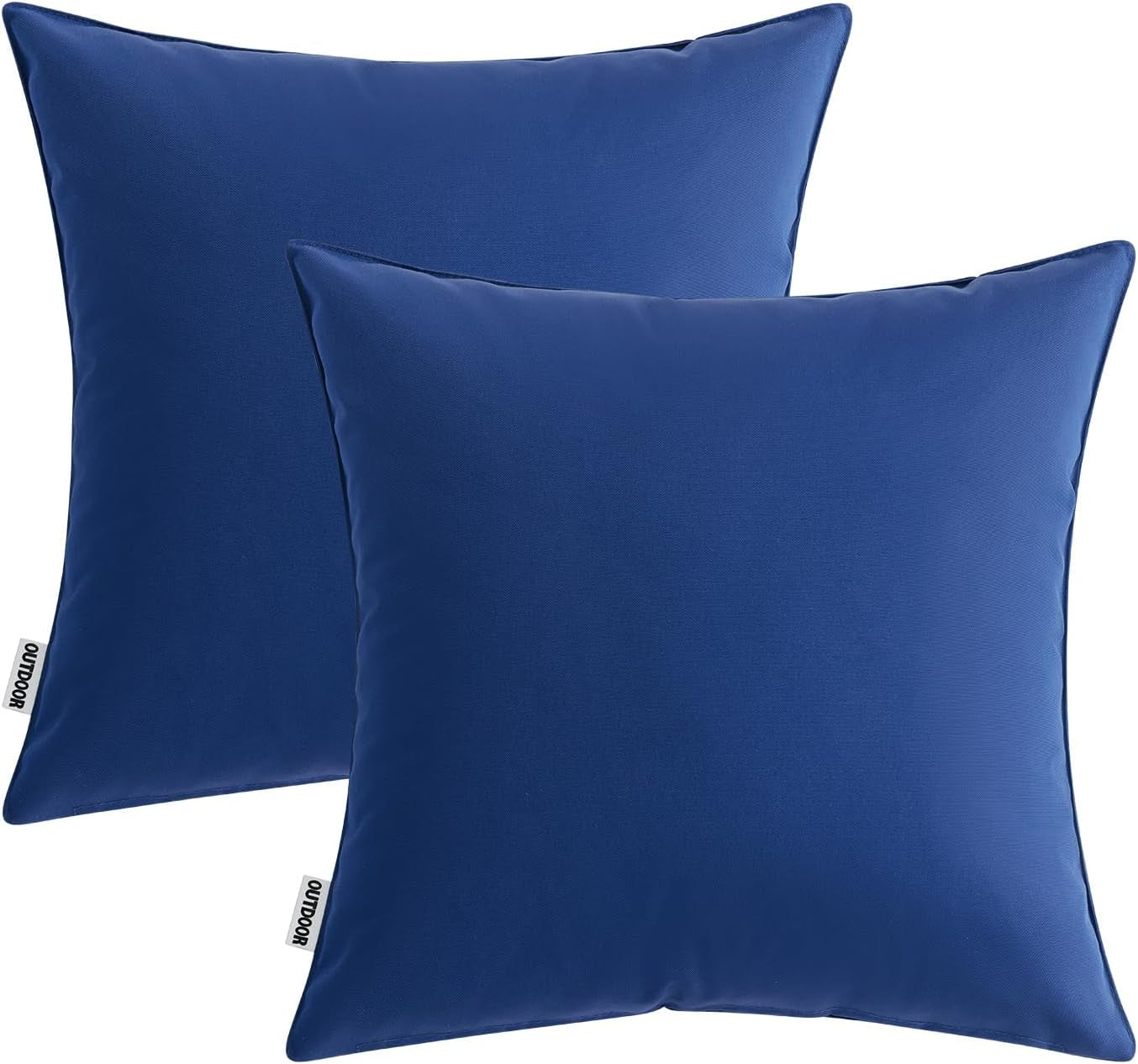Outdoor Pillow Covers Navy Blue Waterproof Decorative Patio Throw Pillow Covers Fade Resistant for Furniture Tent Couch Sofa Living Room Pack of 2 Spring Summer Pillowcases 18X18 Inch