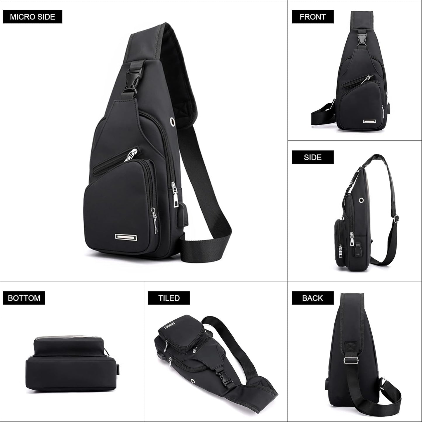 Waterproof Sling Bag Crossbody Backpack for Men Women Sling Backpack Hiking Daypack Multipurpose Cross Body Chest Bag