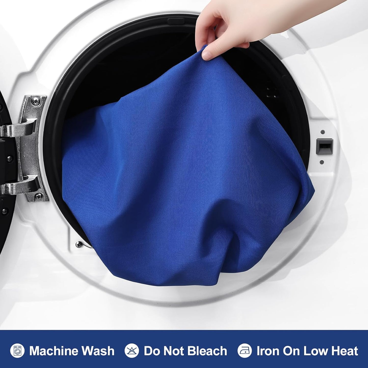 2 Packs Rectangle Fitted Tablecloth, 6 Foot Washable Fabric Table Cloth, Waterproof Polyester Table Cover for Party, Trade Show, Outdoor and Indoor (Blue, 30" X 72")