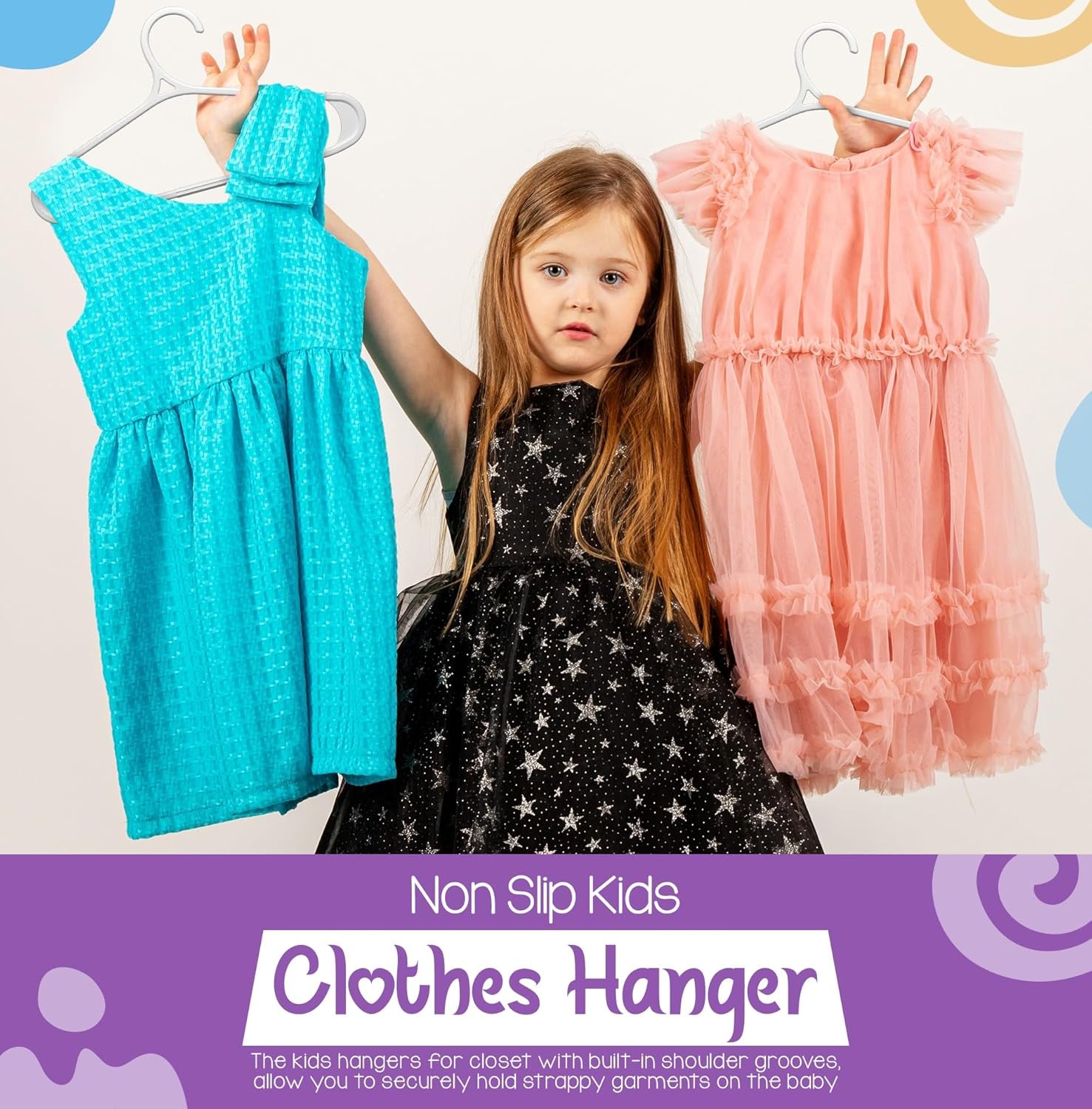 Kids Hangers - 11 Inch Plastic Baby Hangers for Closet - Infant or Childrens Hangers for Clothes 60 Pack (White)