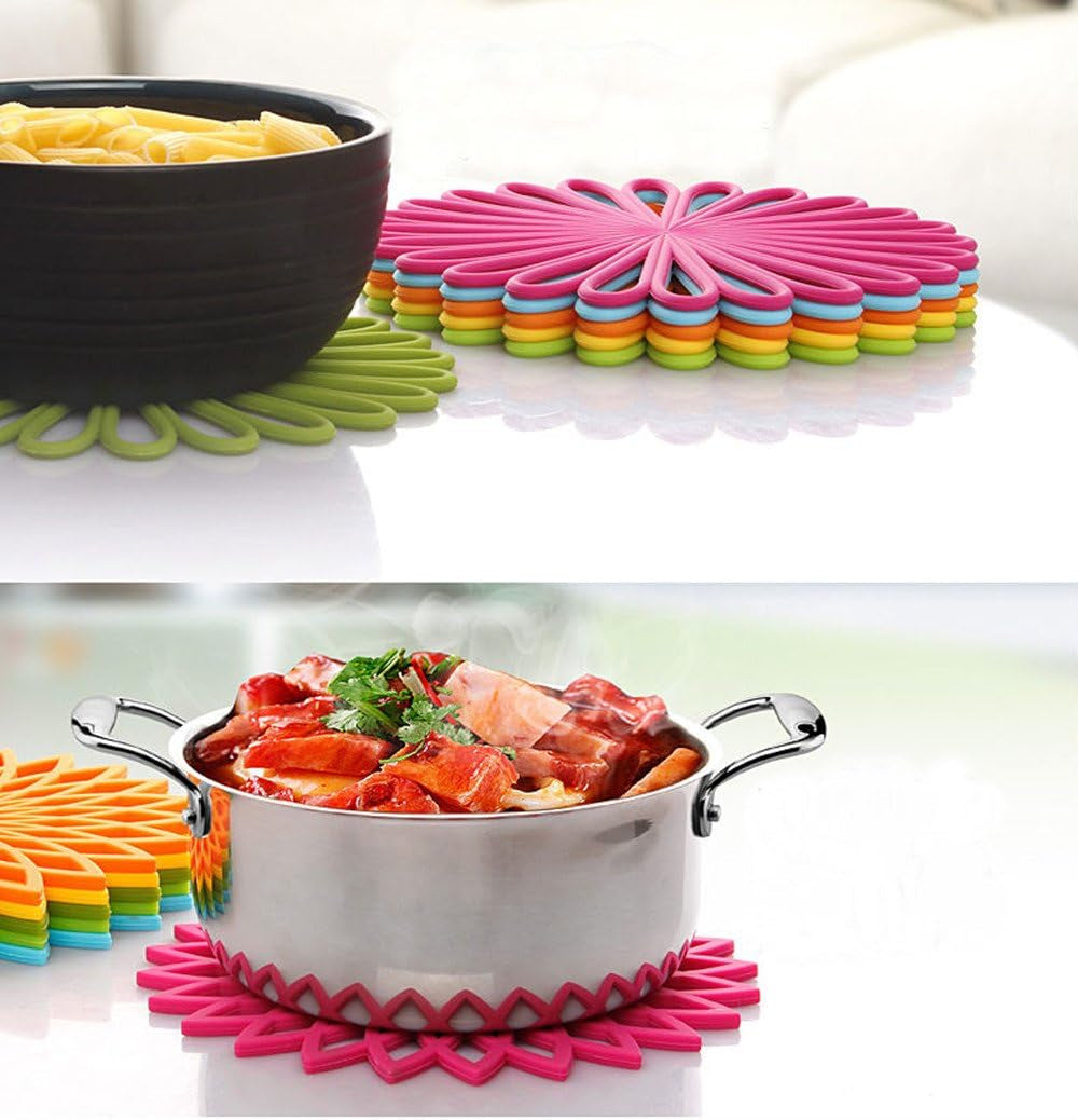 Silicone Trivet Mat - Kitchen Hot Pads for Pots & Dish - Insulated Teapot Trivet - Flexible, Durable, Non-Slip Large Coasters 3 Set Yellow