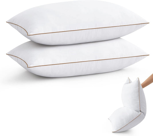 ® Goose Feather down Pillows King Size Set of 2, Soft Fluffy Luxury Hotel Collection Pillow, 100% Cotton Cover, Medium Firm Bed Pillow for Back, Stomach or Side Sleeper.