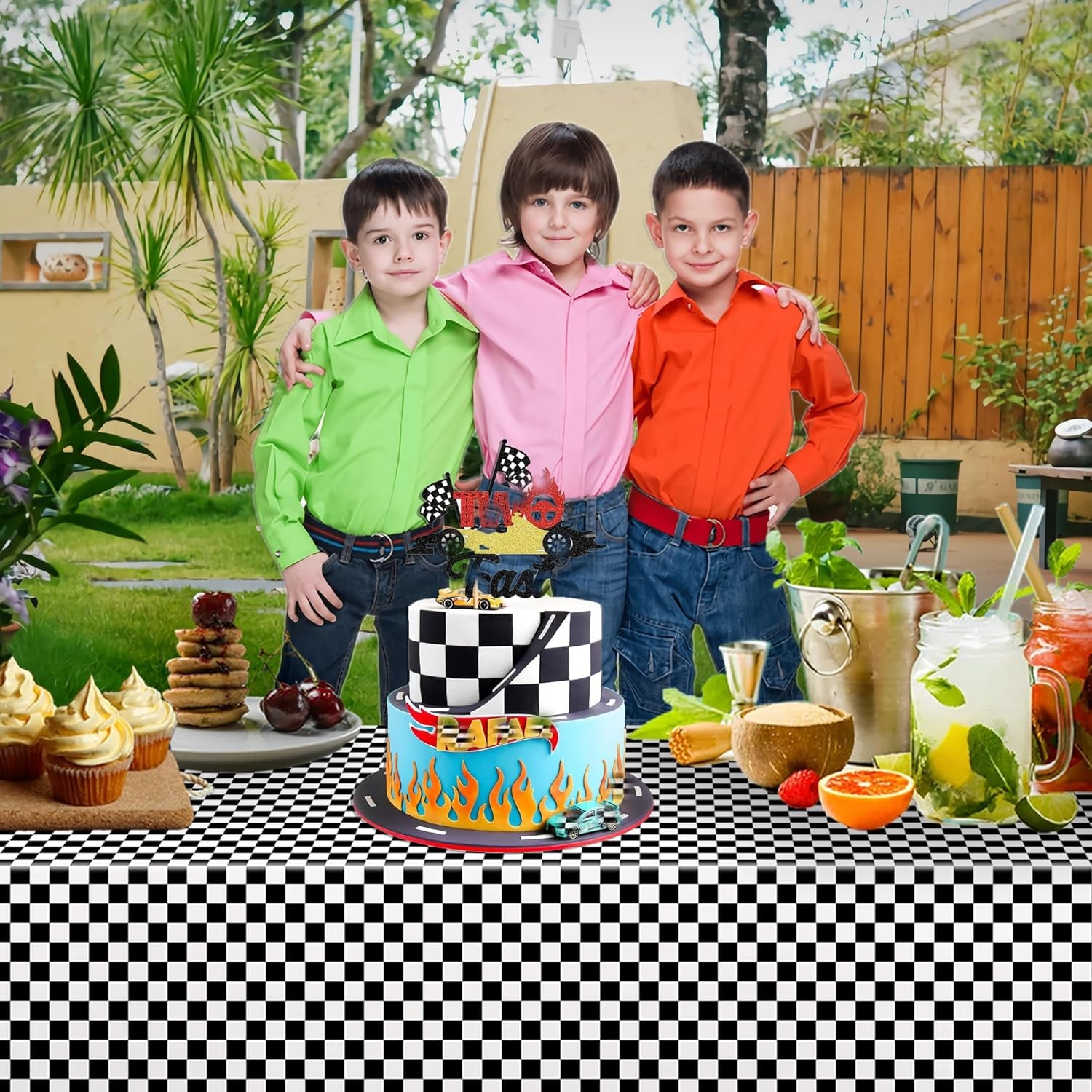 Black White Checkered Party Table Covers Tablecloth for Racing Theme Birthdays Party/Ceremony Decorations Rectangle Tablecover 54'' X 108'' - 2 Packs