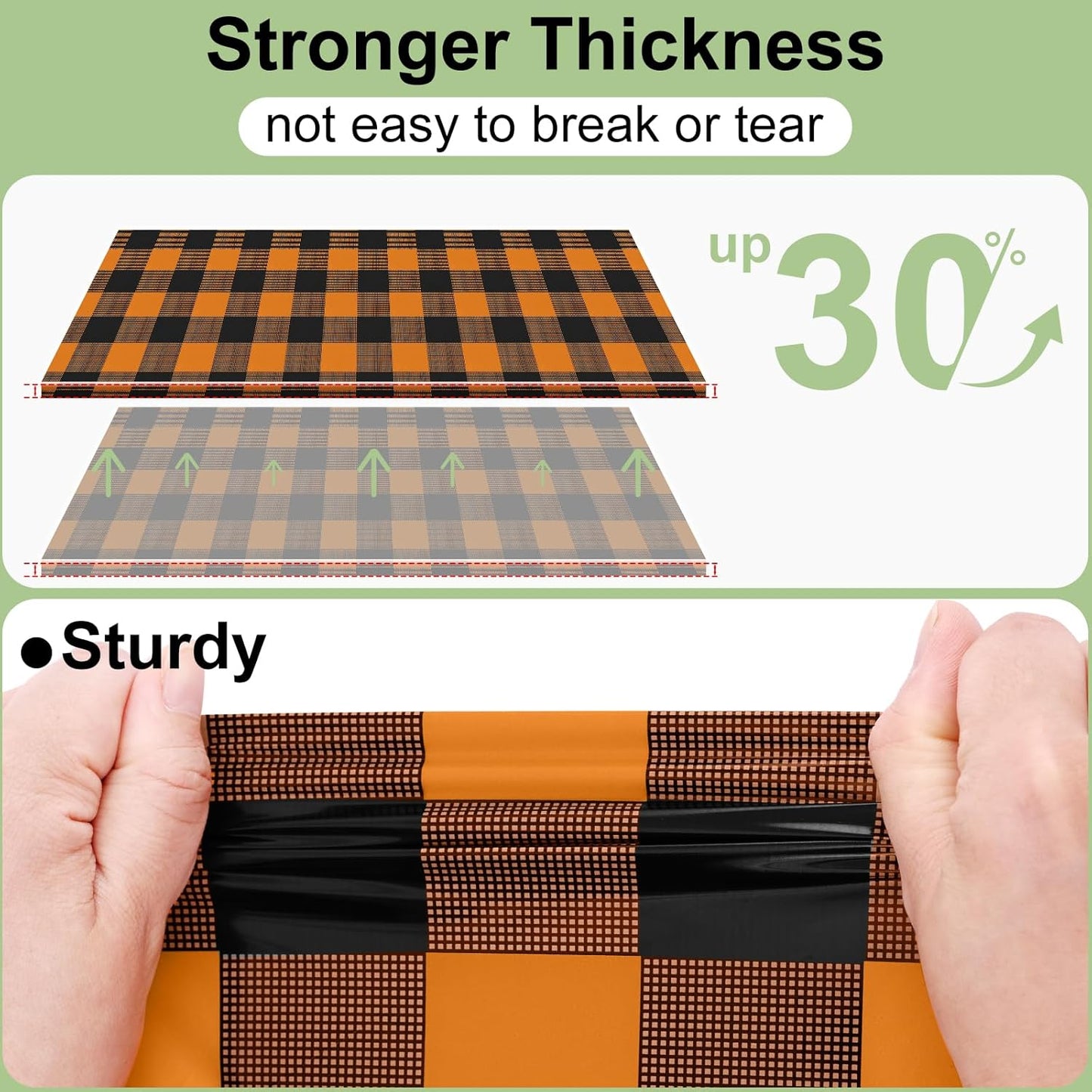 3 Packs Buffalo Disposable Table Cloth, 54 X 108 Inch Waterproof Plastic Tablecloth, Rectangle Black and Orange Checkered Table Covers for Fall, Halloween Decorations