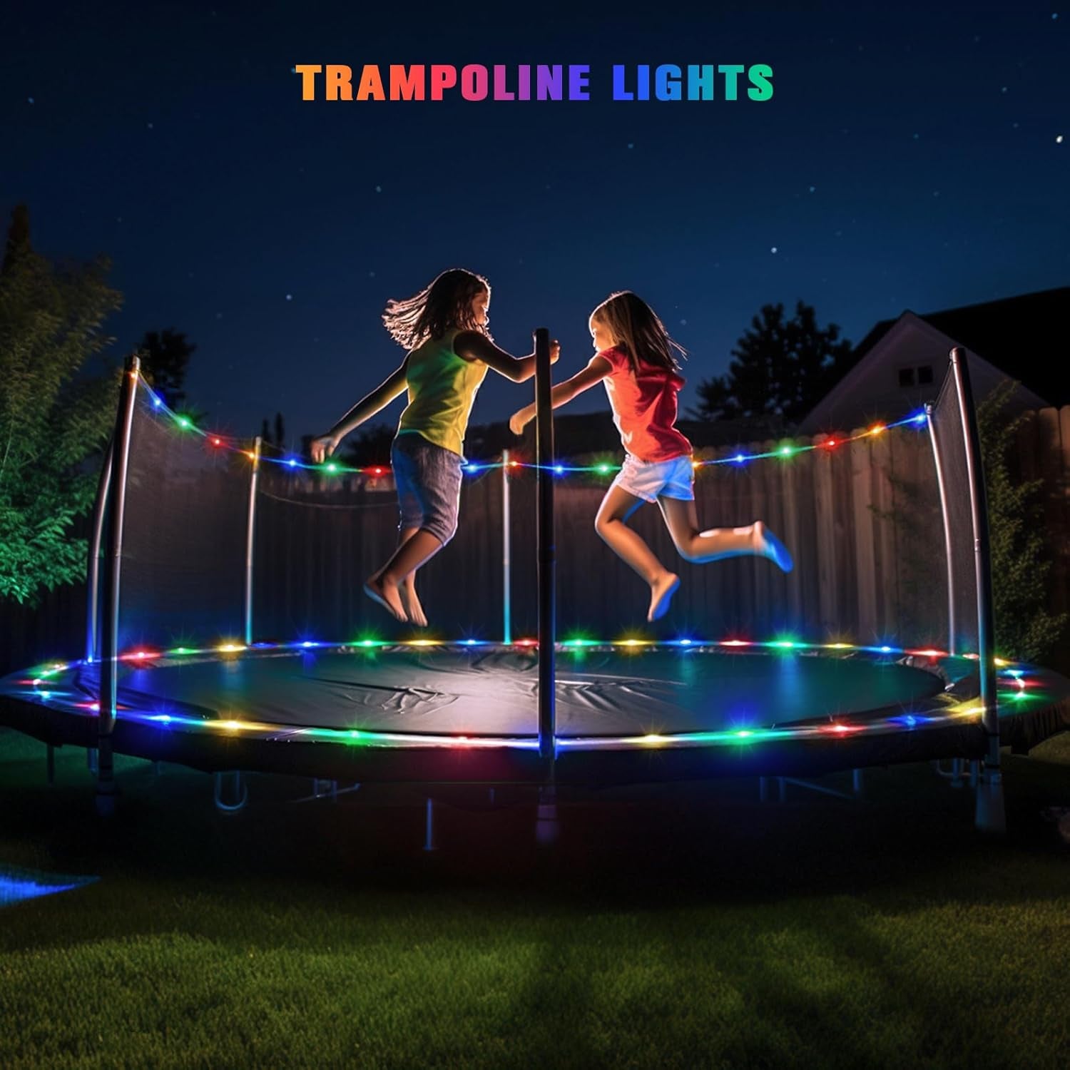 200 LED Trampoline Accessories Solar Rope Light, 66Ft IP 65 Waterproof Solar Pathway Lights Outdoor, 8 Modes Trampoline Lights for Basketball Hoop Ladder Slide Pathway Tent Camp(Multicolor)