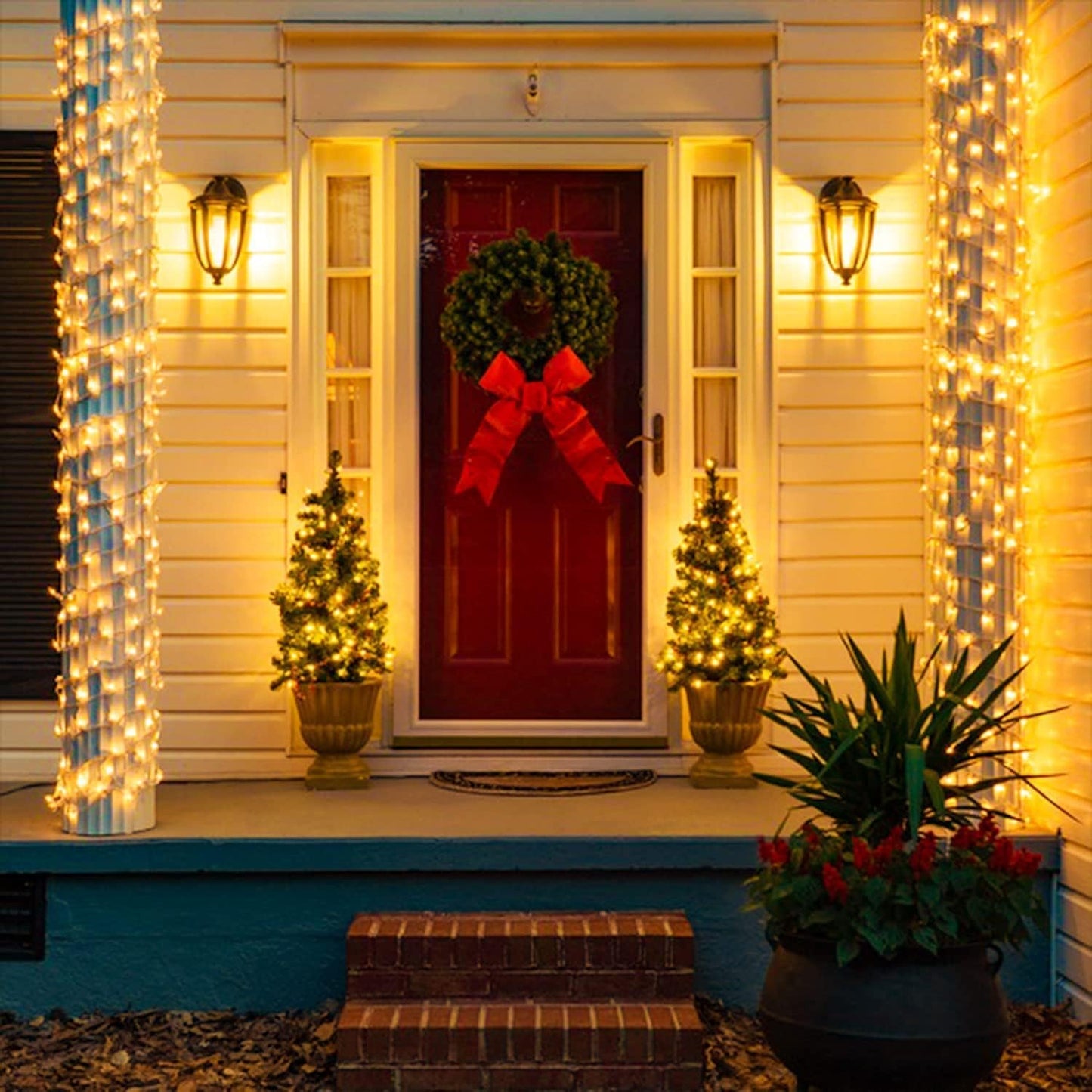 163Ft 500 LED Warm White Christmas Lights Outdoor, Plug-In Outdoor String Lights for Classroom, Clear Wire 8 Modes Remote Control Christmas Tree Lights for Christmas Bedroom Tree Classroom