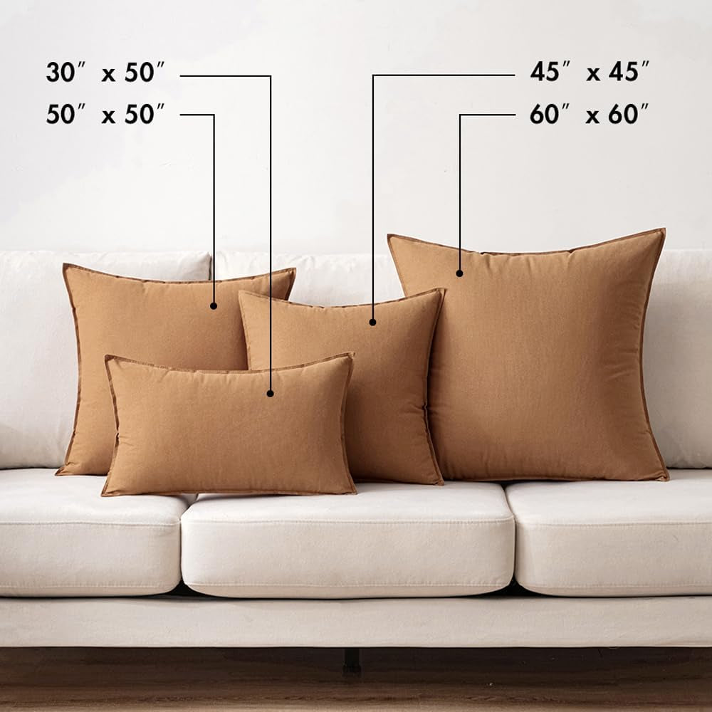 Pack of 2 Decorative Linen Pillow Covers Boho Farmhouse Modern Soft Accent Throw Pillows Neutral Cushion Covers for Sofa Couch Bed Living Room Home Decor, 18X18 Inch Brown