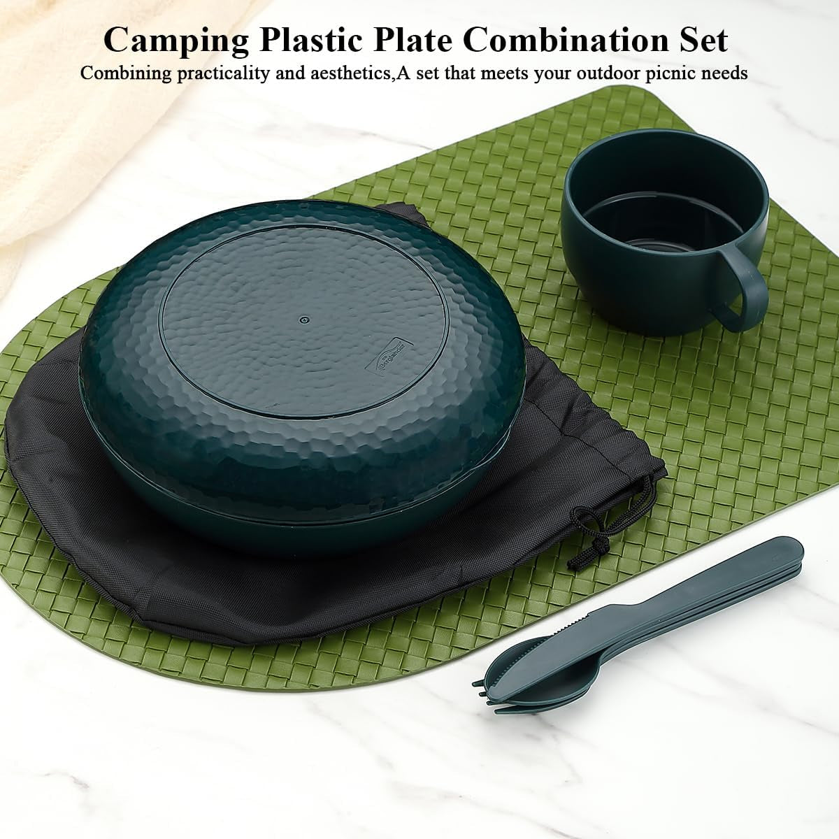 Comprehensive Camping Mess Kit with Bowl, Plate, Cup, Cutlery, and Carry Bag - Essential Outdoor Dining Accessories for Travel, Camping, and Picnics, Conveniently Portable and Storable