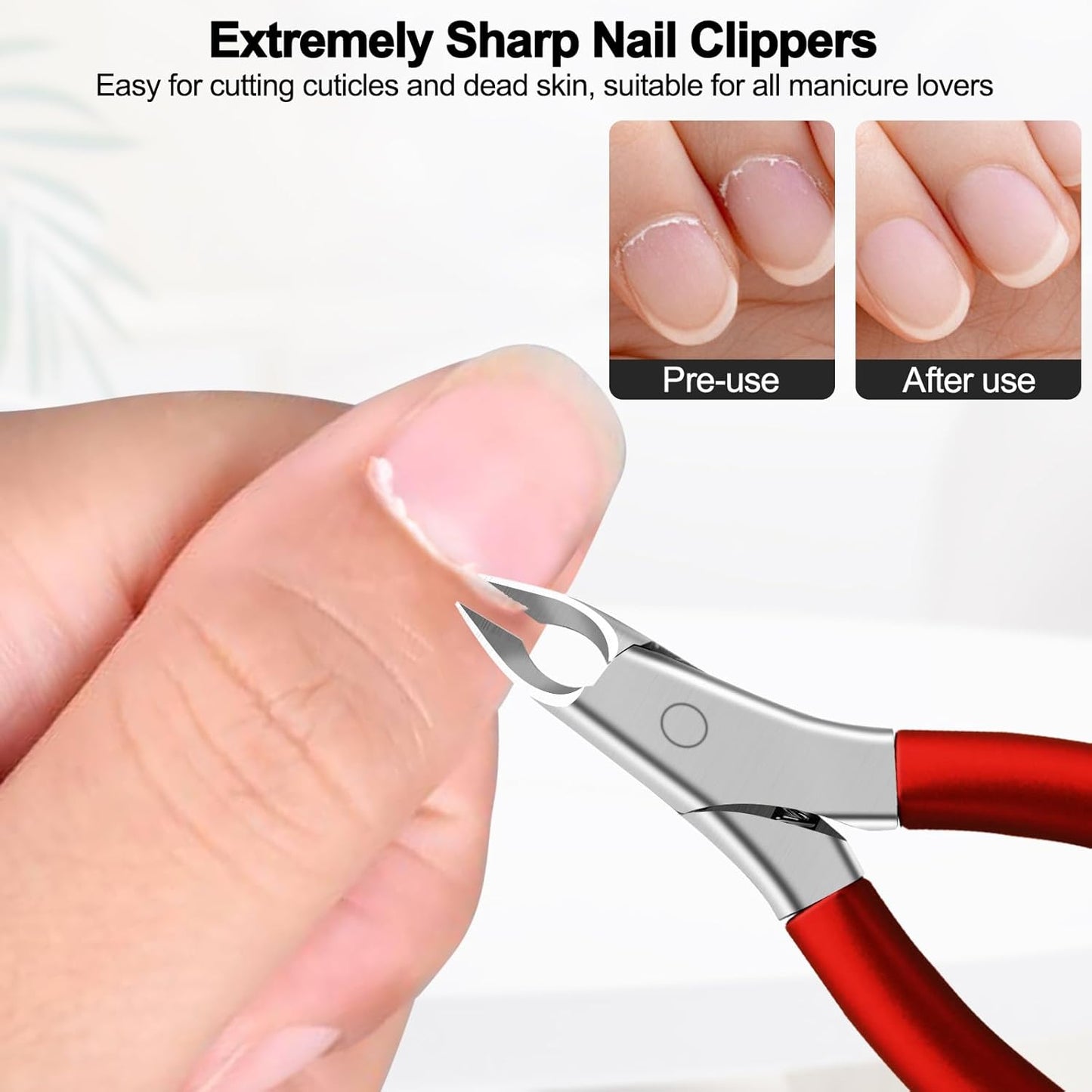 Cuticle Trimmer, Extremely Sharp,Cuticle Clippers for Nails with Silicone Handle, Non-Slip,Professional Steel Cuticle Cutter,Trimmer Dead Skin Remover Stainless Cuticle Remover Tool-Rose Red