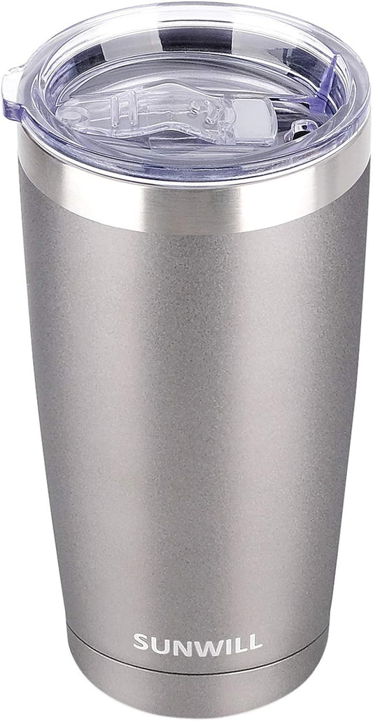 Travel Coffee Tumbler 20 Oz, Insulated Mug with Lid, Stainless Steel Cup for Hot and Cold Drinks, Cool Grey
