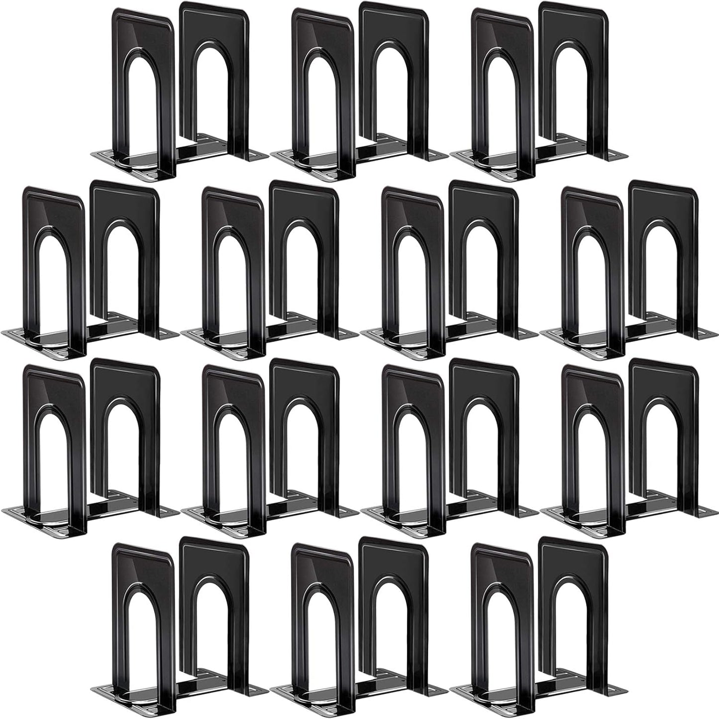 14 Pair Book Ends for Shelves, 28 Pcs Metal Bookends Book Holder for Shelf, Heavy Book Stopper for Desk, Simple Library Office Home Bookend, 4.9 X 5.7 X 6.5 In, Black