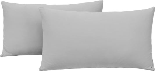 Jersey Knit Small Pillow Cases 2 Pack - Fit for 12X16, 12X20, 13X18 or 14X20 Sized Travel/Toddler Pillows, Ultra Soft Mini Envelope Microfiber Pillowcases Set of 2, Light Gray
