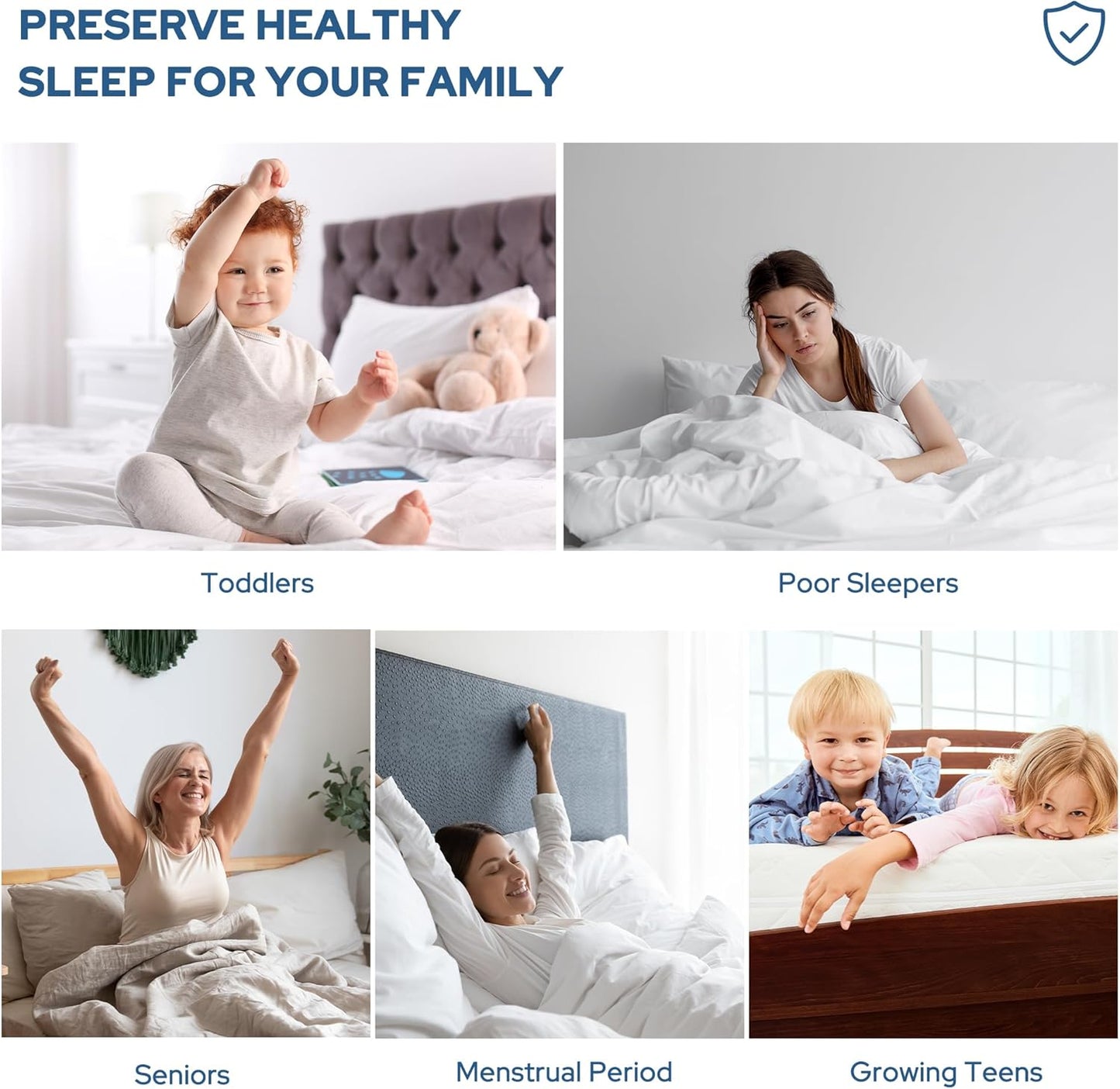 Waterproof Mattress Protector, Twin Size Noiseless Mattress Pad with Deep Pocket 6"-15" Depth, Soft Breathable Bed Mattress Cover Washable for Home, Bedroom, Hotel (Navy Blue)