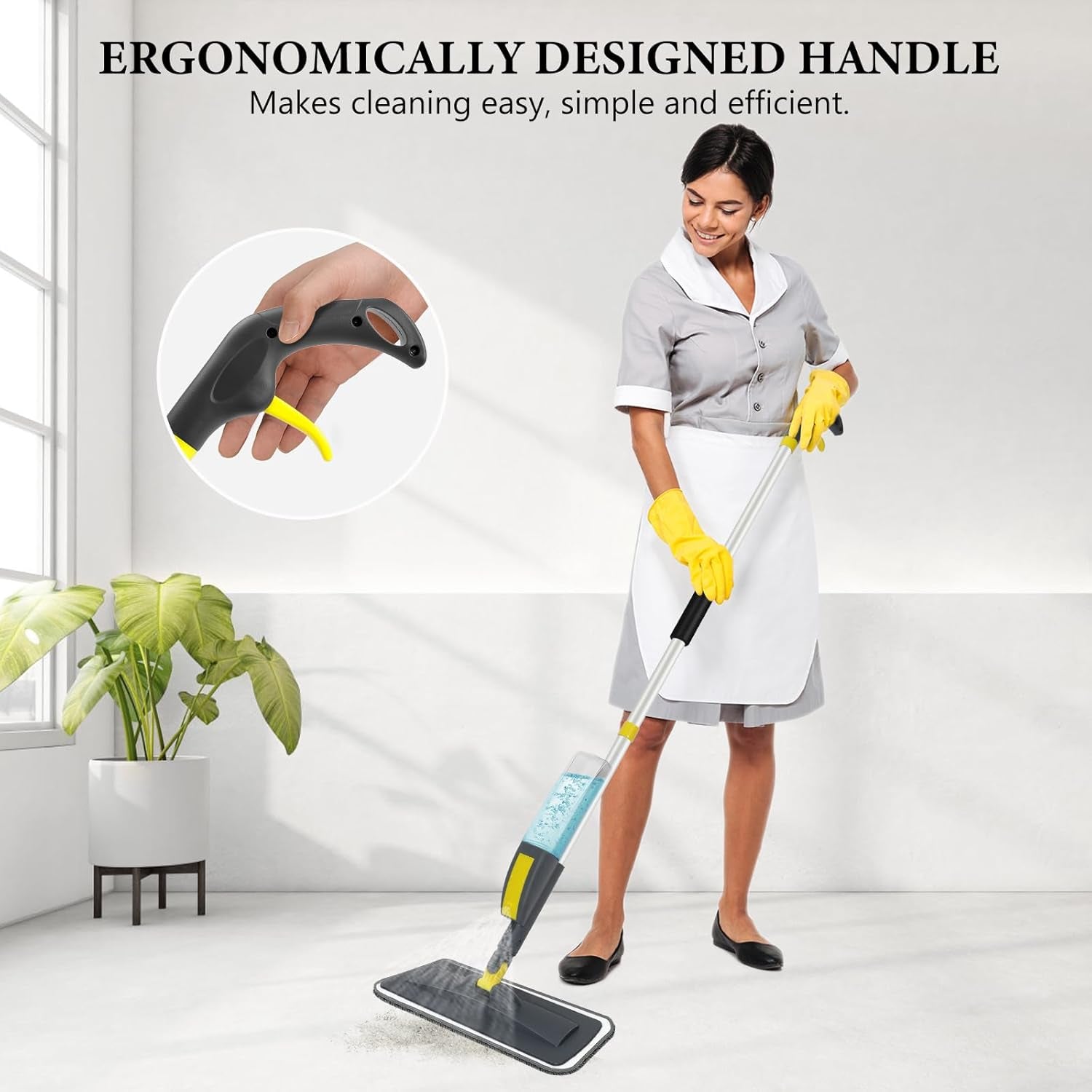 Spray Mop for Floor Cleaning, Dust Mop with 3 Pcs Washable Pads and 400 Ml Refillable Bottle for Household or Commercial Use Wet Mop for Hardwood Laminate Tile Ceramic