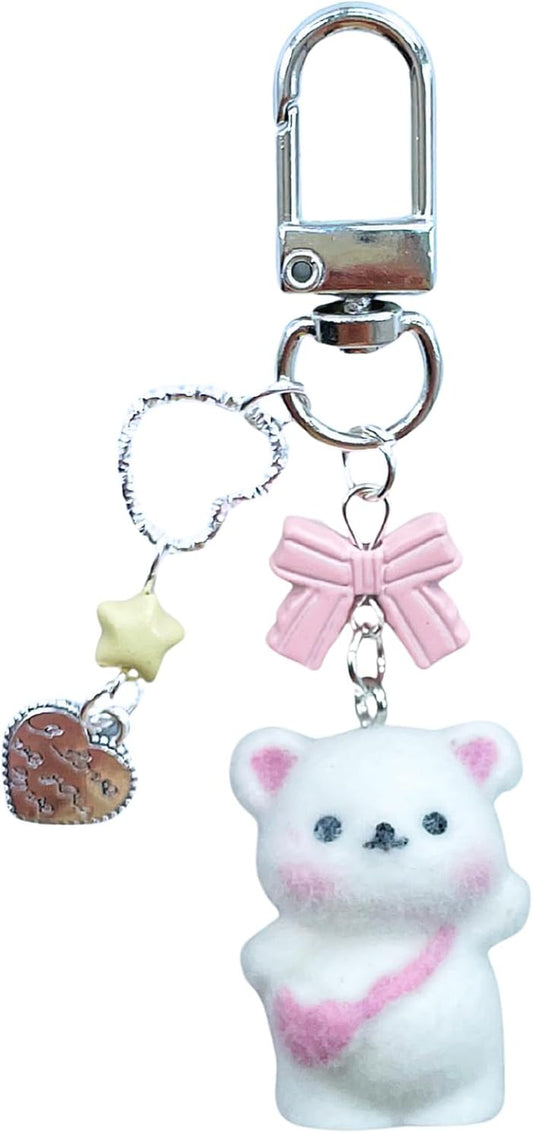 Cute Coquette Aesthetic Y2K Kawaii Keychain Strawberry Bow Star Pendants Keyrings Kawaii Accessories Keychain for Backpacks Purses Bags (Style 3)