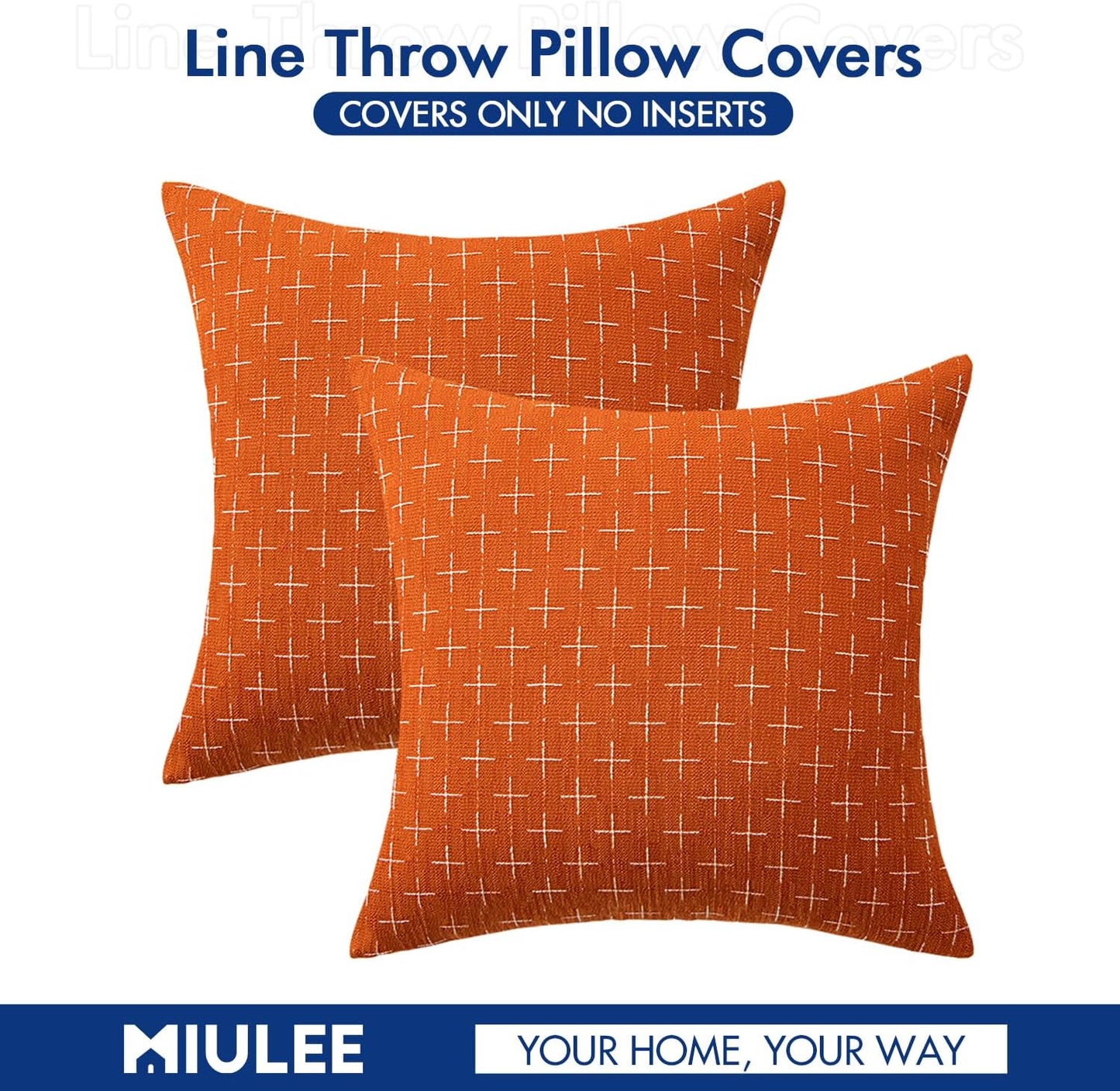 Fall Pack of 2 Decorative Burlap Linen Throw Pillow Covers Modern Farmhouse Pillowcase Rustic Woven Textured Cushion Cover for Sofa Couch Bed 18X18 Inch Burnt Orange