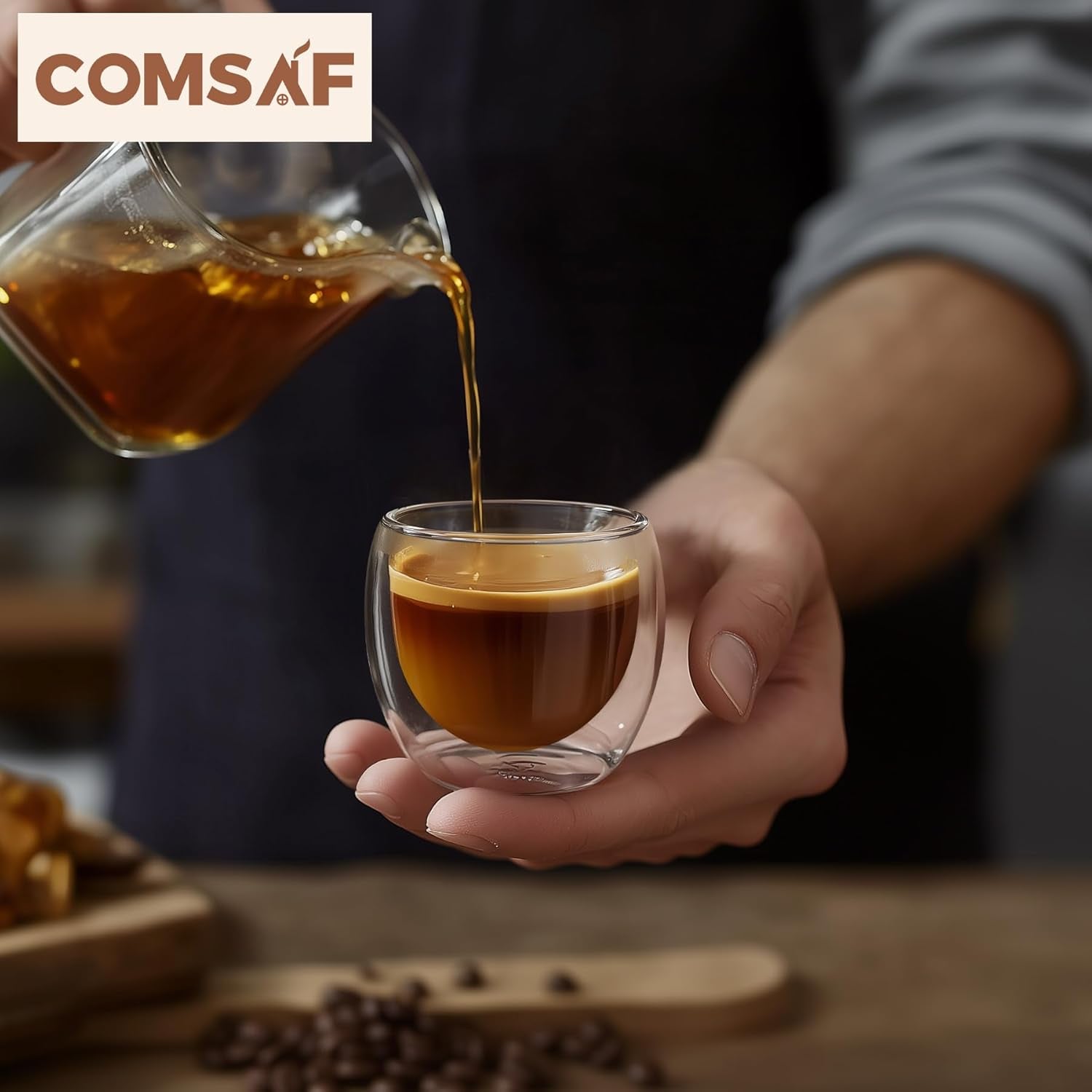 Double Walled Espresso Cups 3 Oz, Glass Espresso Shot Cup Set of 2, Small Coffee Mugs for Ristretto, Lungo, Machiato, Ideal Gift for Chrismas, Brithday