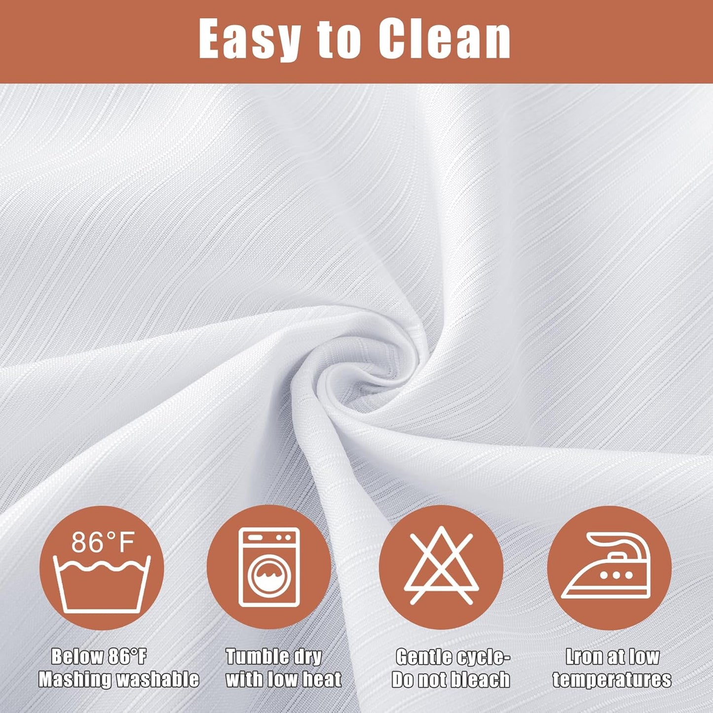 White Stripe Textured Tablecloth Set, 2 Pack - 54 x 54 Inches - Stain-Resistant and Washable Square Table Covers for Events, Banquets, and Weddings