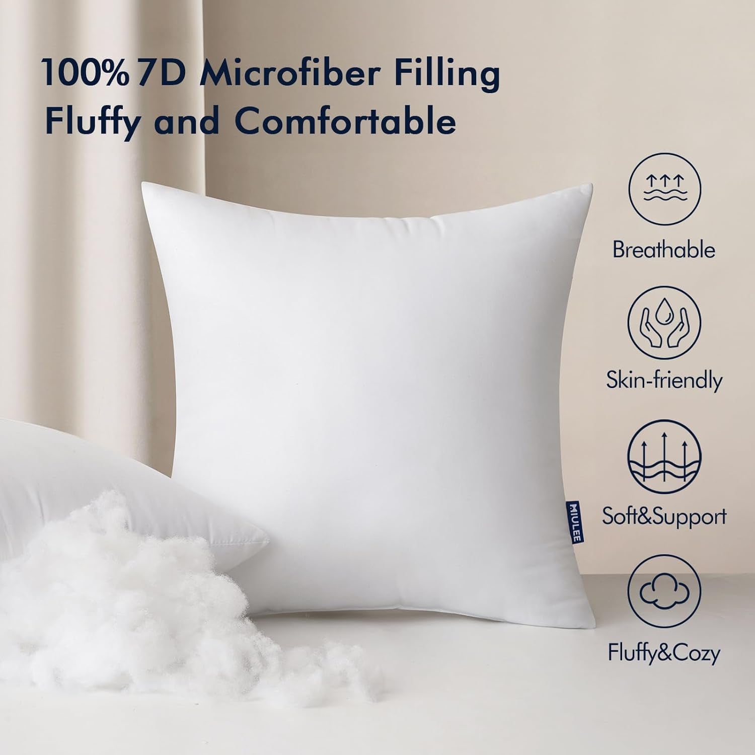 16X16 Inch Outdoor Pillow Insert Waterproof Decorative Throw Pillow Insert, Square Garden Pillow Form for Patio Sofa Couch