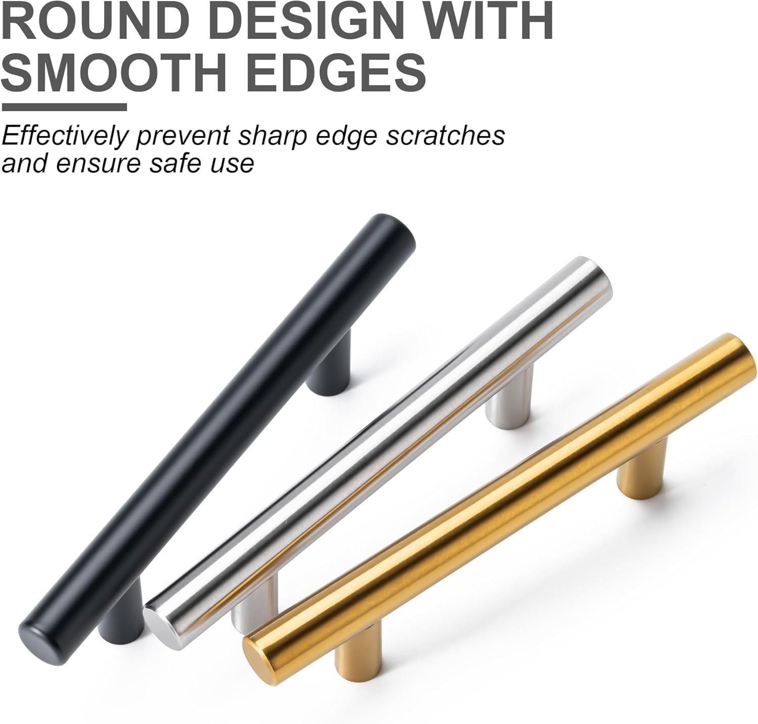 4 Pack Cabinet Pulls Matte Black Stainless Cabinet Handles, for Kitchen and Bathroom Cabinets, 5 Inch Length, 3 Inch Hole Center