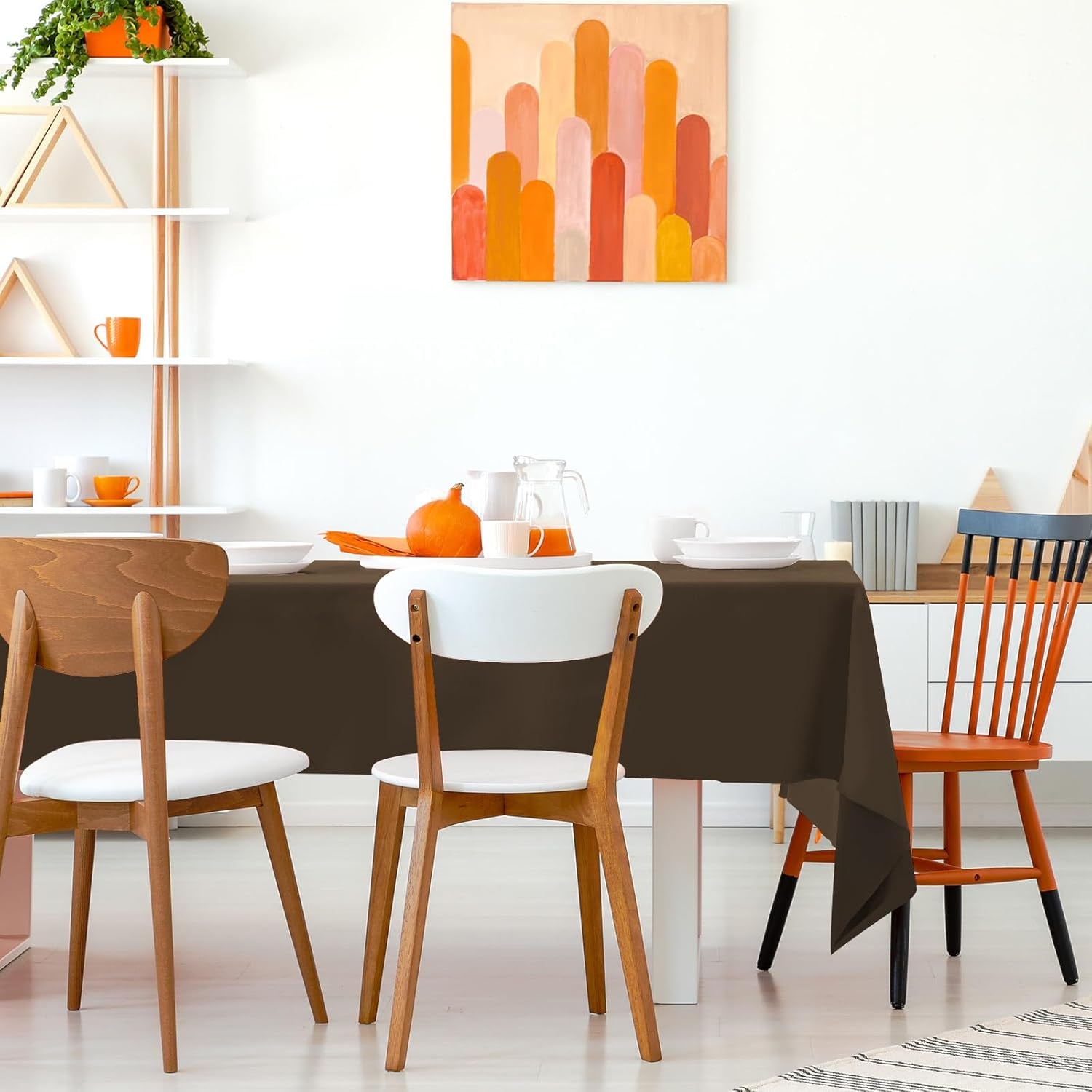 2PCS Brown Plastic Tablecloths 54 X 108 Inch, Disposable Table Cloths Rectangle Party Table Covers