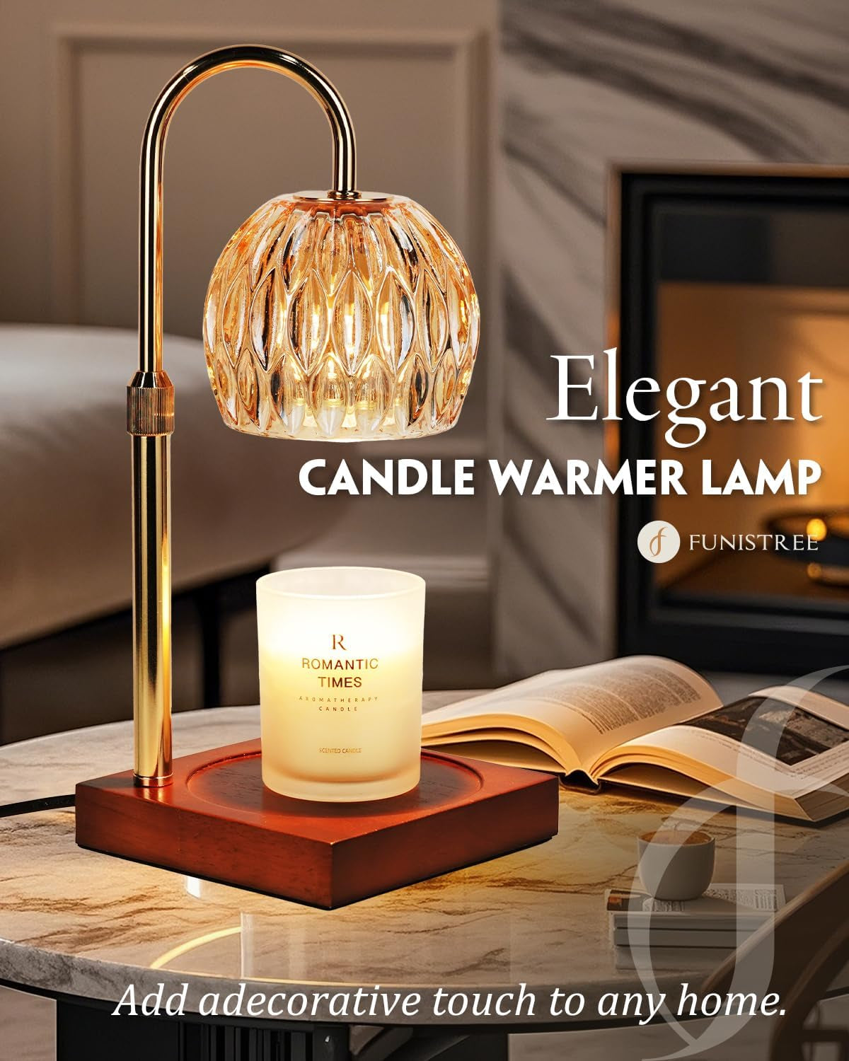 Candle Warmer Lamp, Wax Melter Warmer with Adjustable Height & Timer, Birthday Gifts for Women Mom House Warming New Home Office Decor for Jar Candles, Black