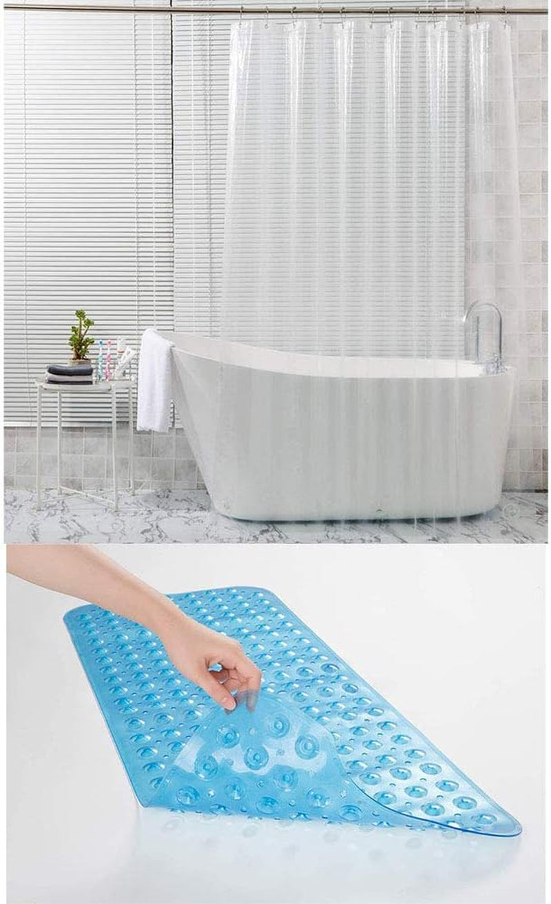 Set of Plastic Shower Curtain and Bath Tub Mat