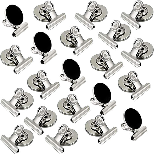 20-Pack Heavy-Duty Magnetic Clips for Refrigerators and Whiteboards - Strong Magnetic Hold for Home, School, Office, and Teaching (Silver)