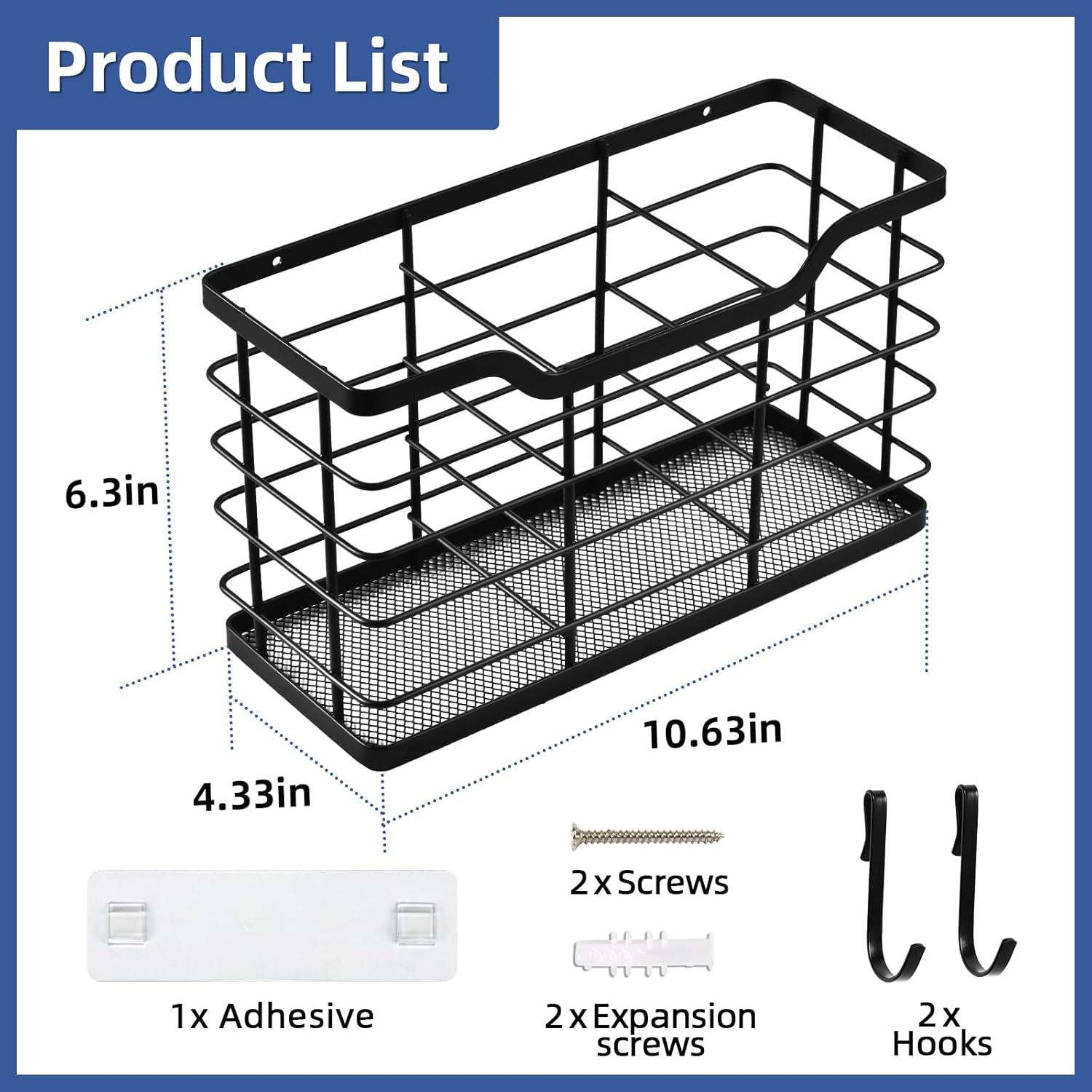 Hair Dryer Holder Hair Tool Organizer, Antirust Wall Mount Bathroom Hair Care Styling Tool Storage Basket for Hair Dryer, Curling Wands, Hair Straighteners