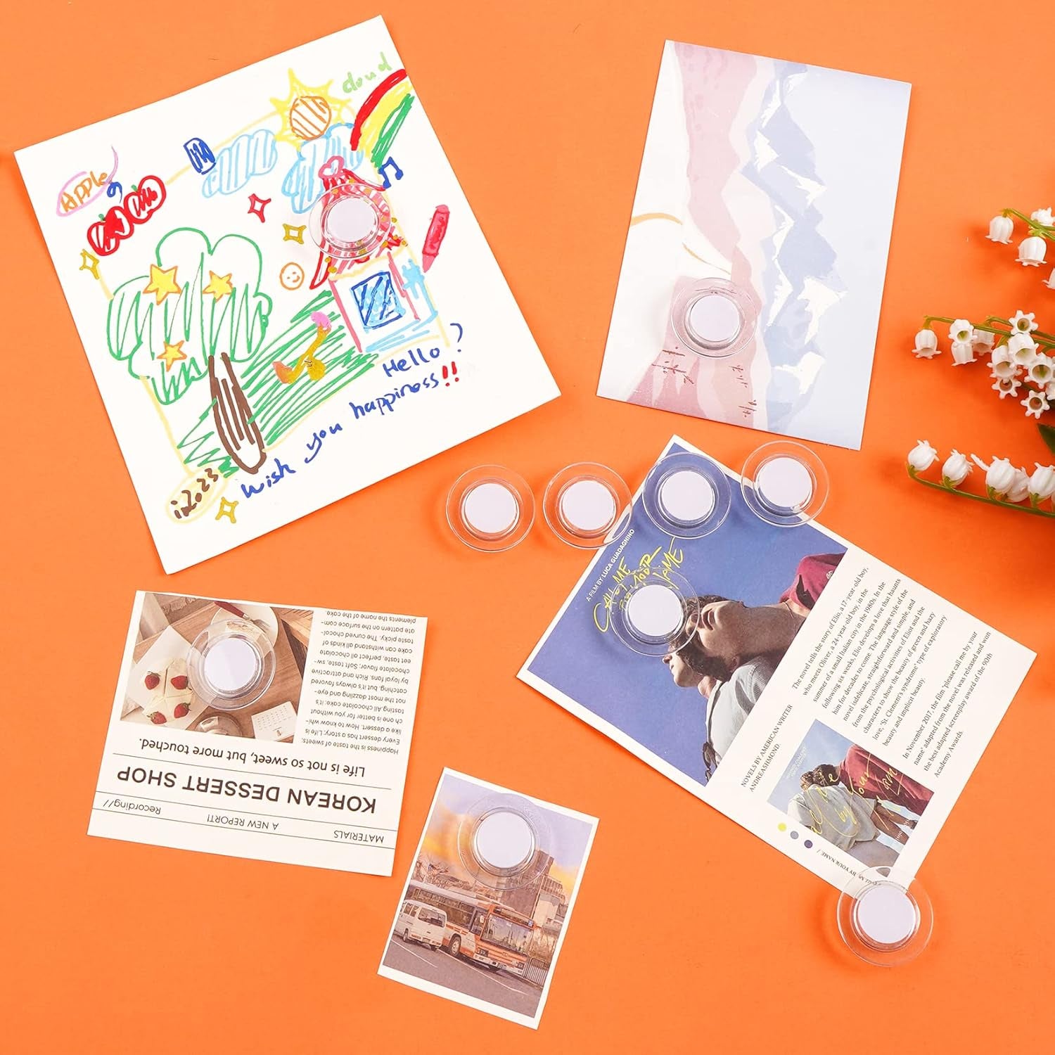 45-Piece Round Whiteboard Magnets Set, Decorative Fridge Magnets for Dry Erase Boards, Small Teacher Supplies for School, Home, and Office (Clear, 3 cm/1.18 in)