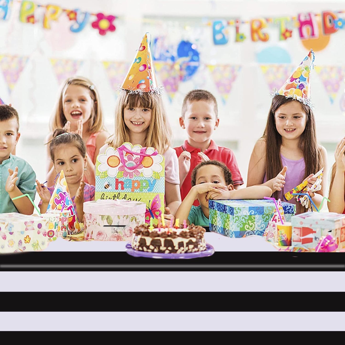 3 Packs Black and White Vertical Striped Tablecloth 54 X 108 Inch Geometric Black Stripe Table Cloths Disposable Plastic Stripe Table Covers Waterproof Picnic Tablecover for Camping Party