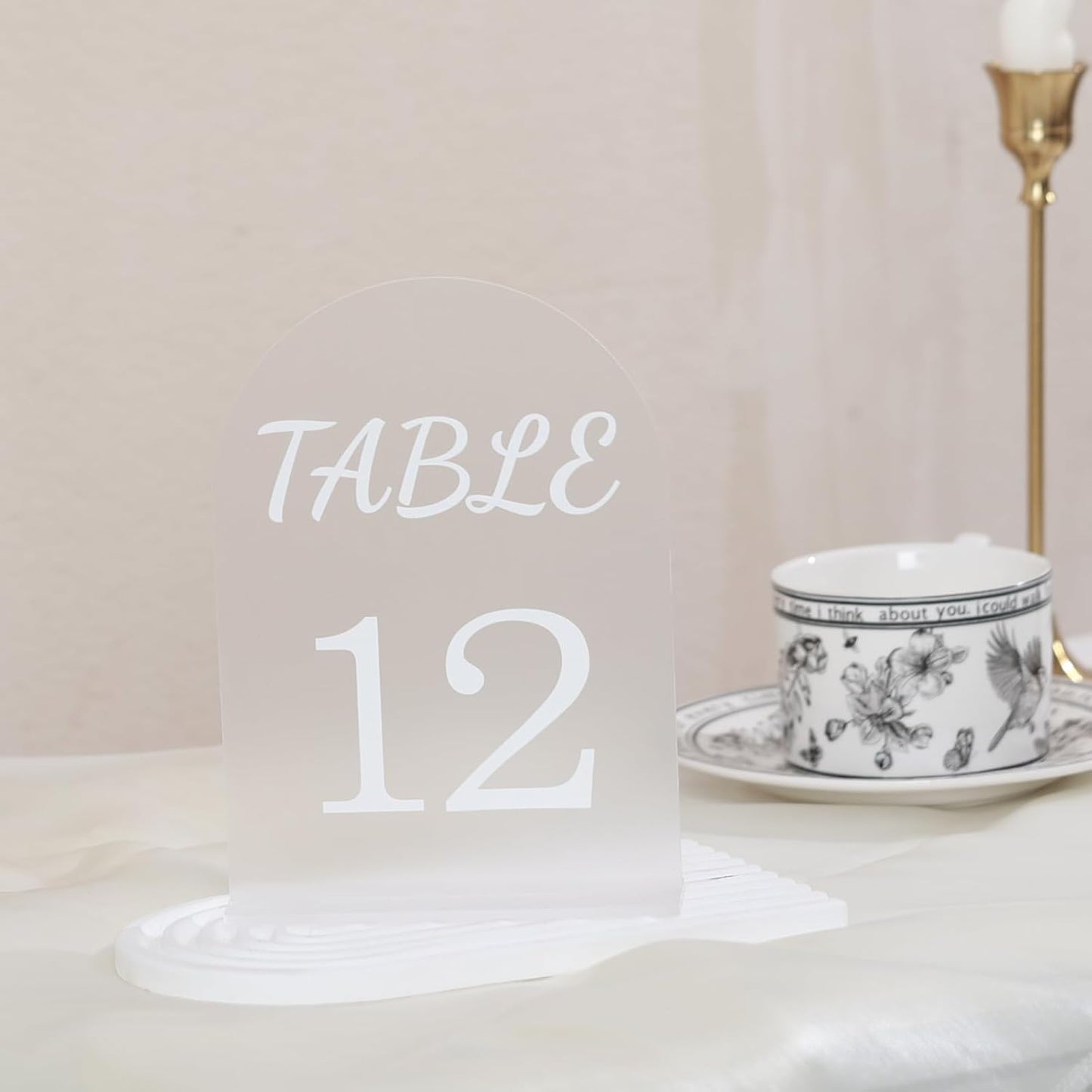 Table Numbers Wedding Seating Chart 5X7Inch Acrylic Table Number Holders Wedding Decorations for Reception Perfect for Decoration, Party, Anniversary, Event (Matte White, 1-15)