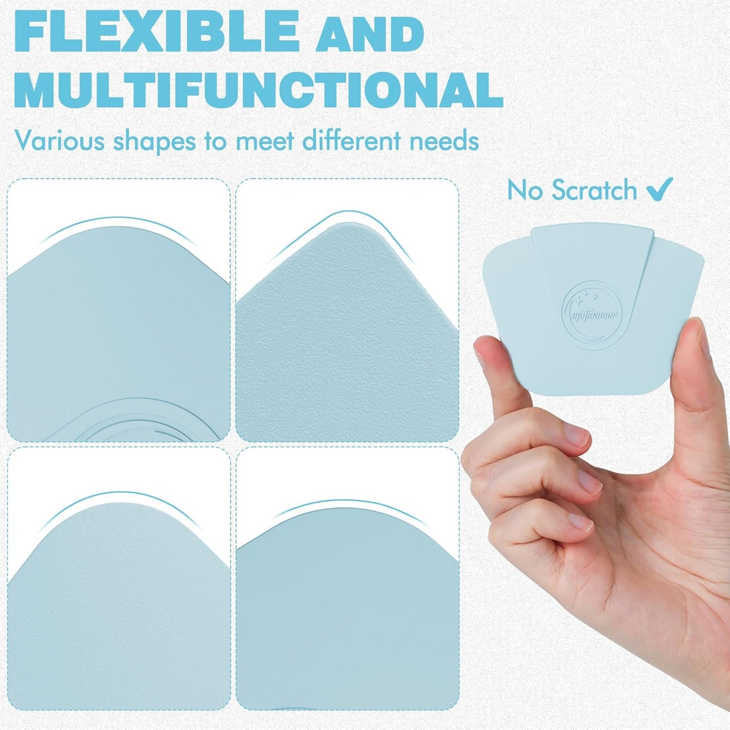 Pan Scraper Dish Scraper Tool - Pot Scraper Plastic for Cast Iron Skillet Cookware Cleaning, 6 Pcs Non Scratch Plastic Food Scraper Tool Kitchen, Heat Resistant Kitchen Scraper, Blue