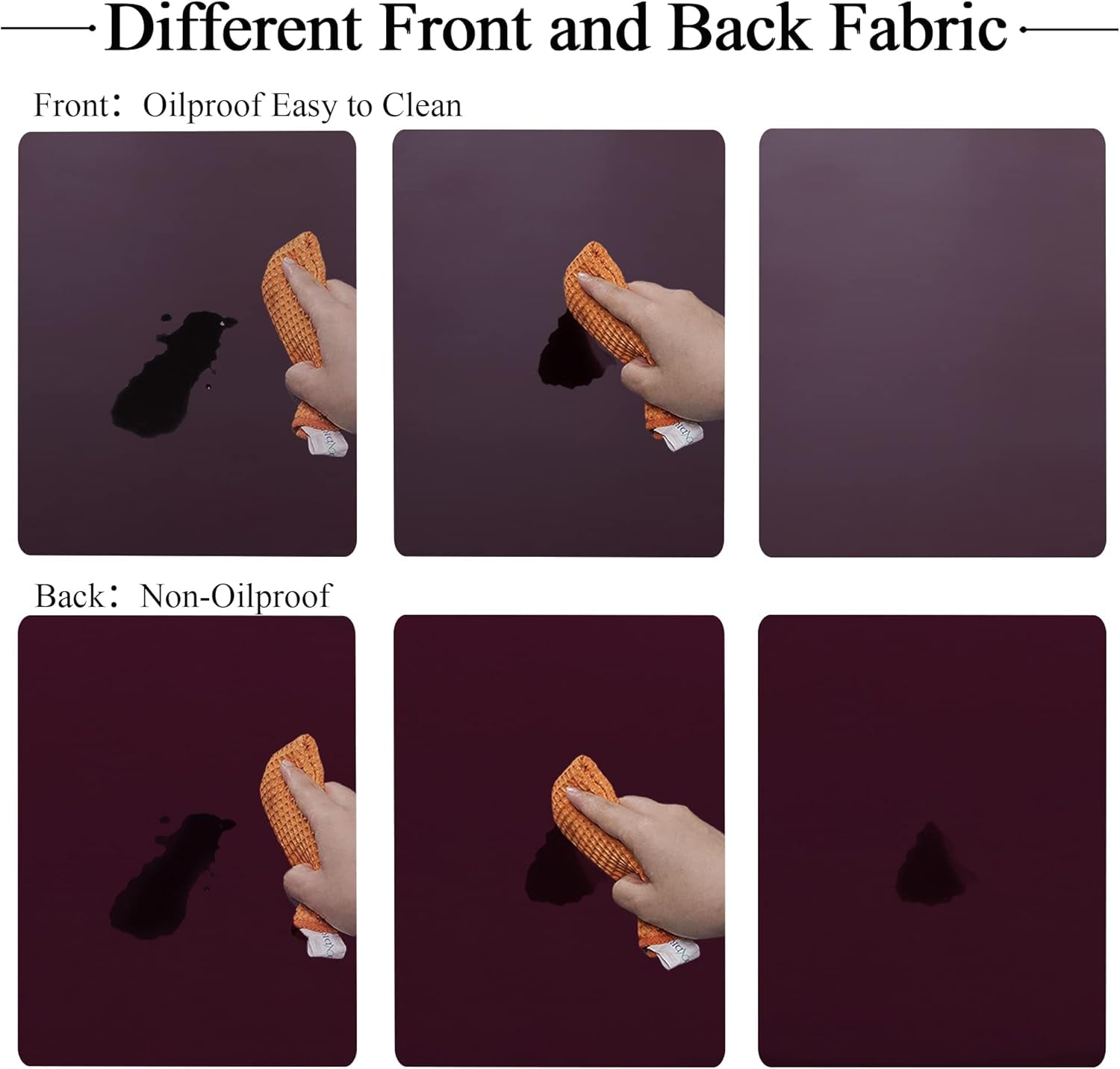 Fitted round Table Cloth, Reversible Waterproof Stain Resistant Elastic Stretch Tablecloth, Wipe Clean Table Cover for Outdoor/Indoor Use, Fits round Tables up to 40" - 44" Diameter, Burgundy