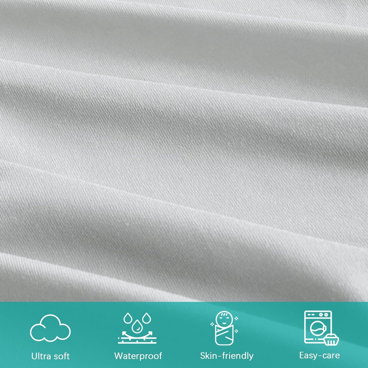 Changing Pad Cover Waterproof, 2 Pack Diaper Change Table Sheets for Baby Boys Girls, Fitted Cradle Sheets for 32"X16" Contoured Pad, Breathable & Ultra Soft, Grey