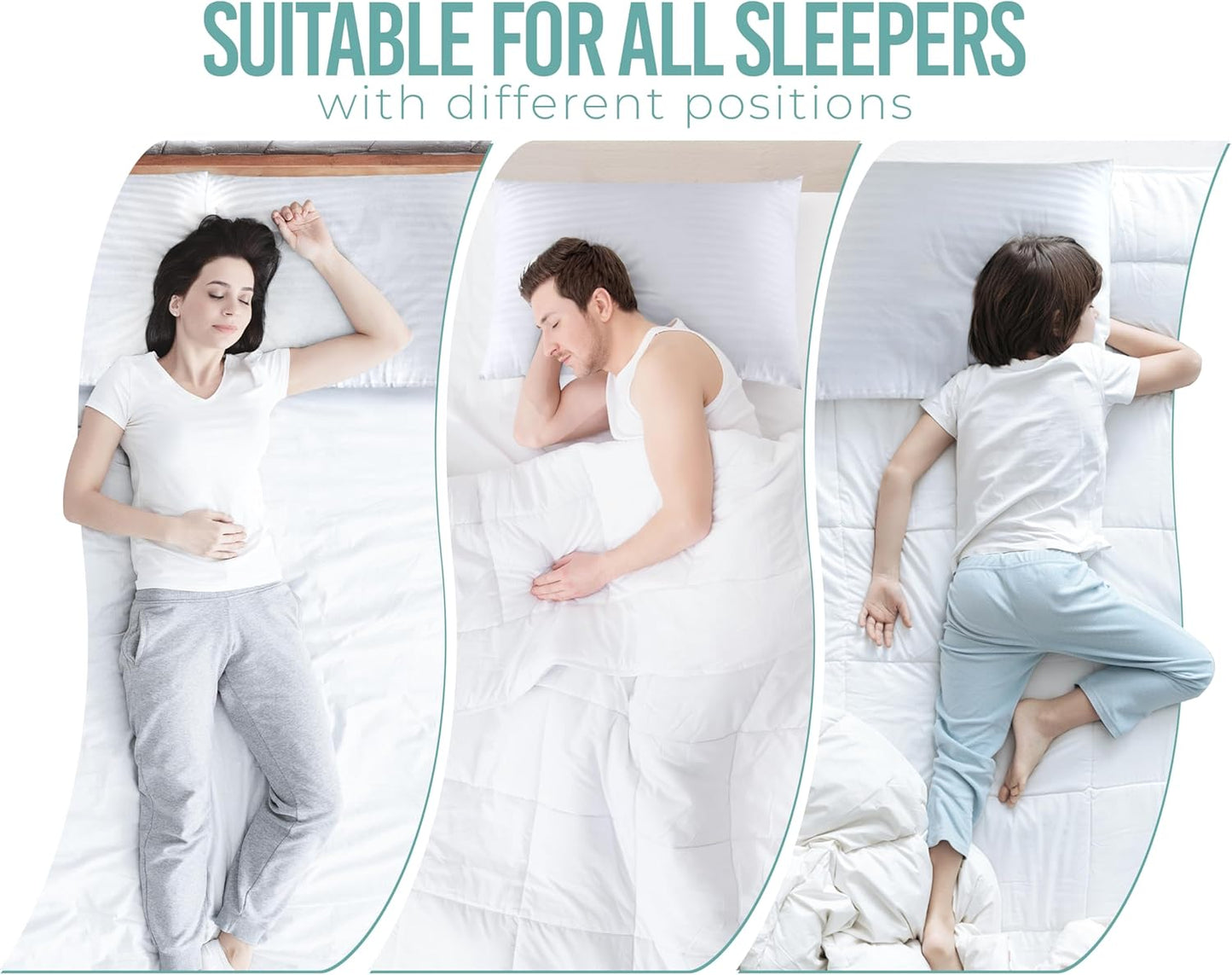 Pillows European Size Set of 2 (White), Hotel Pillows, Cooling Pillow for Side, Back or Stomach Sleepers