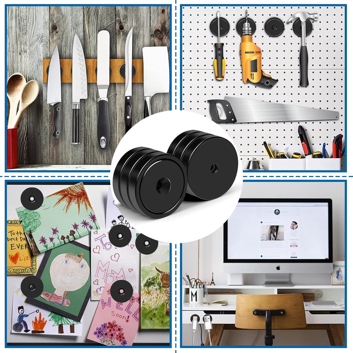 Magnets with Holes, 110 Lb+ Waterproof Strong Neodymium Cup Disc Magnets with Screws for Wall Mounting, Lifting Tools - Pack of 6