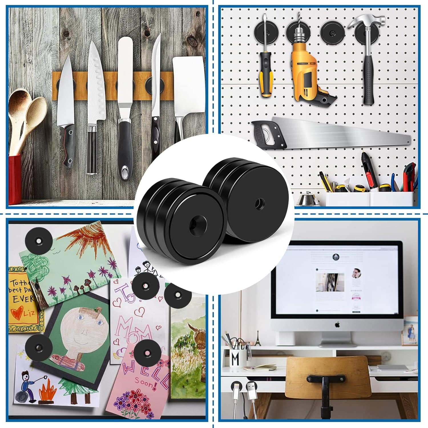 Magnets with Holes, 110 Lb+ Waterproof Strong Neodymium Cup Disc Magnets with Screws for Wall Mounting, Lifting Tools - Pack of 6